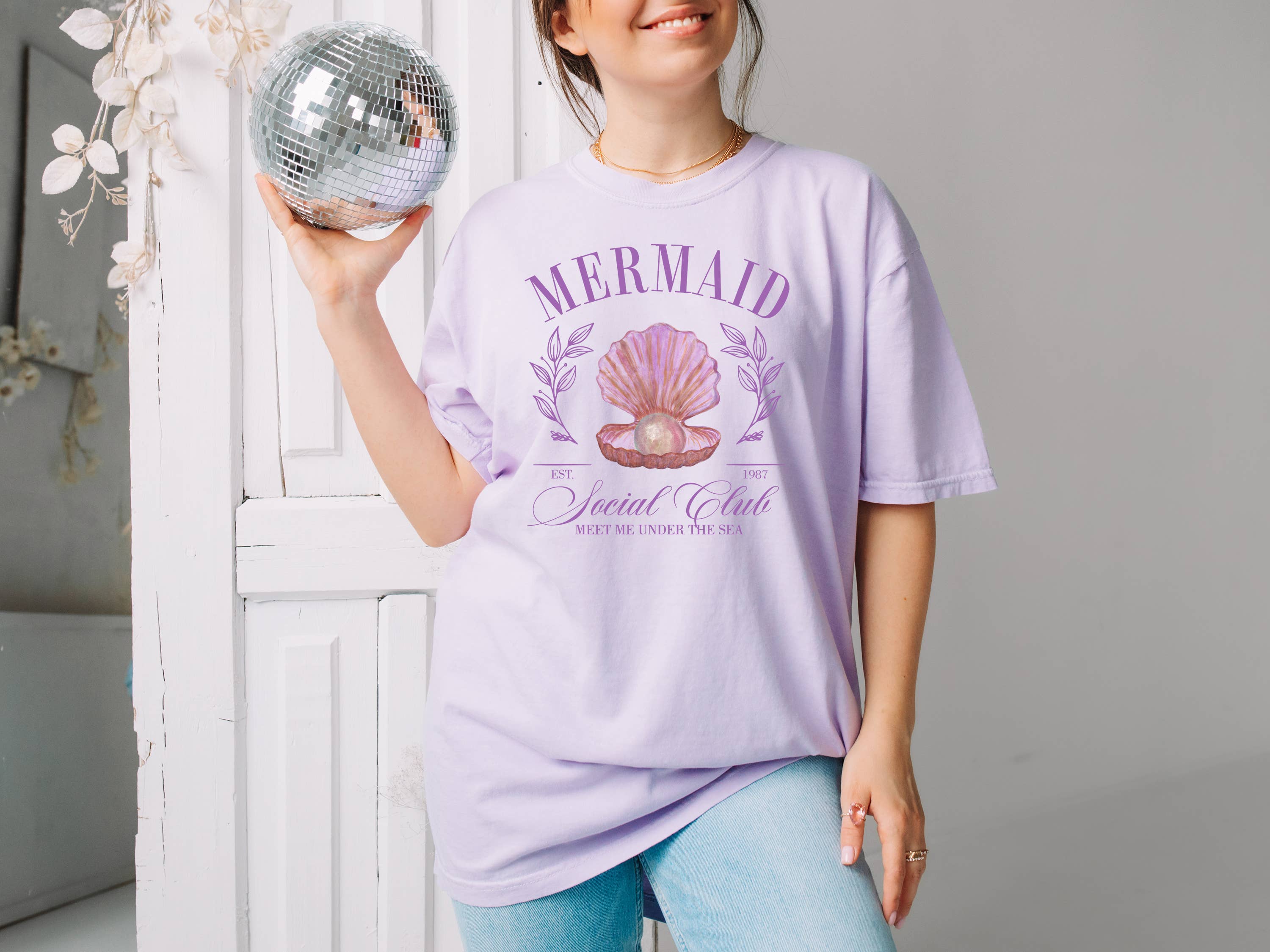 Mermaid Social Club, Sumemr T Shirt, Pastels, Bows, Preppy Hoodie, Sweatshirt | PodTeesHub.com