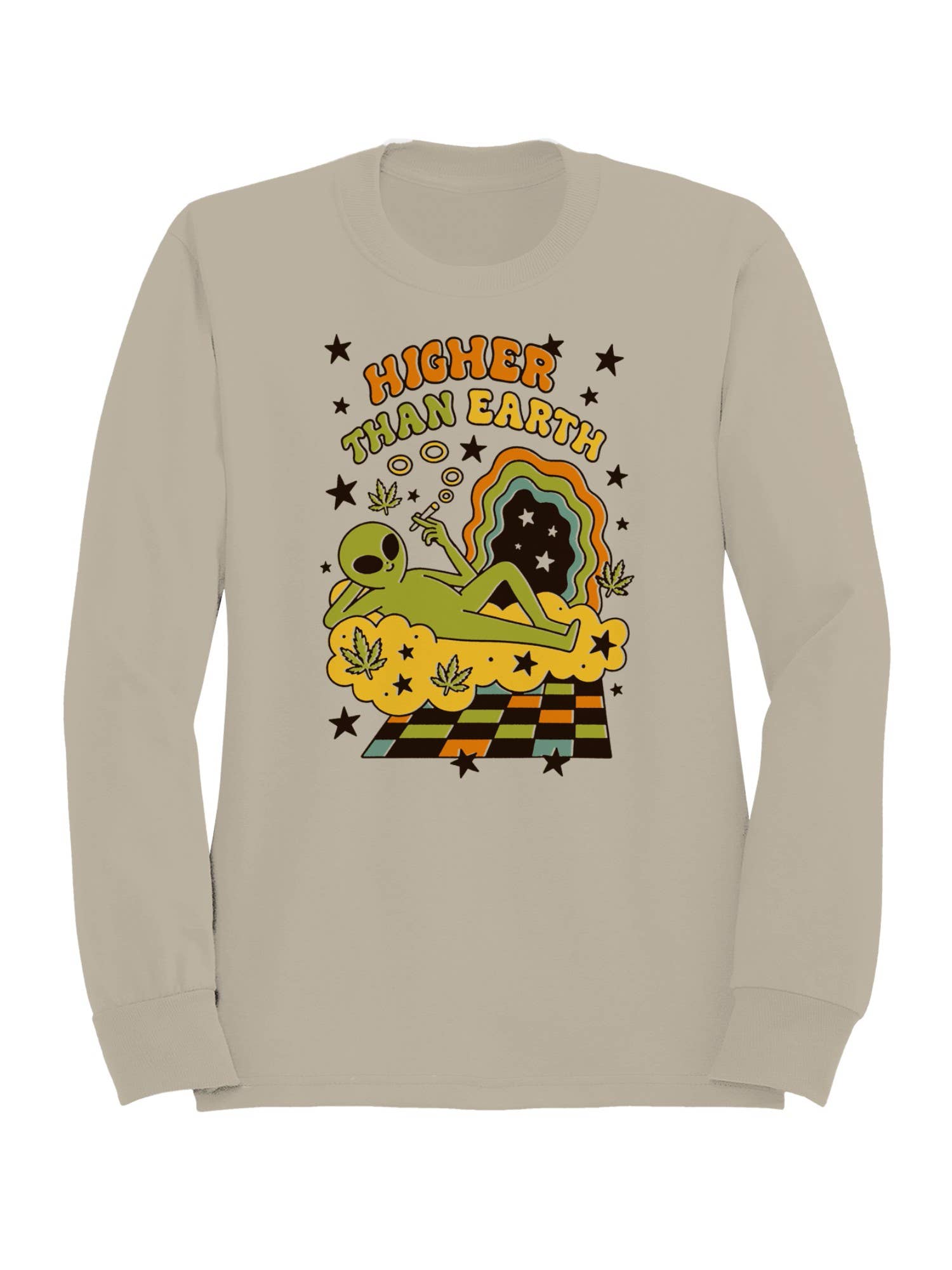 Cosmic Alien "Higher Than Earth" Art Men's Sweatshirt T-Shirts, Hoodie | PodTeesHub.com