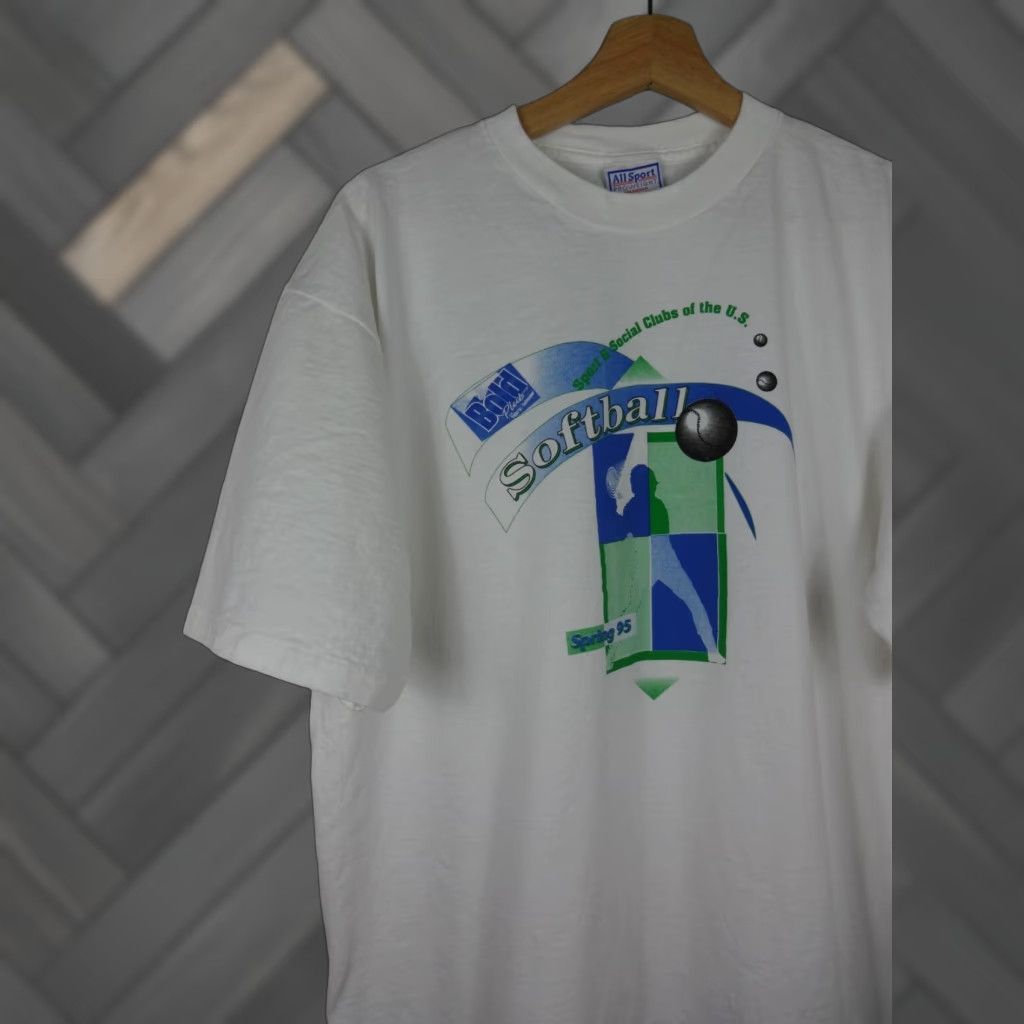 Vintage All Sport T Shirt Xl White Chicago Softball League 95 Spring 90s Mens T Shirt Cotton Hoodie, Sweatshirt