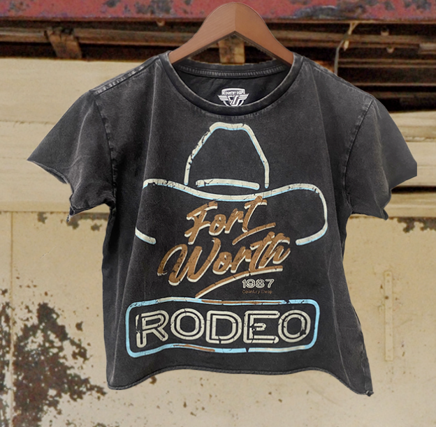 Fort Worth Rodeo Baby Doll Cropped Acid Wash T-Shirt Hoodie, Sweatshirt | PodTeesHub.com