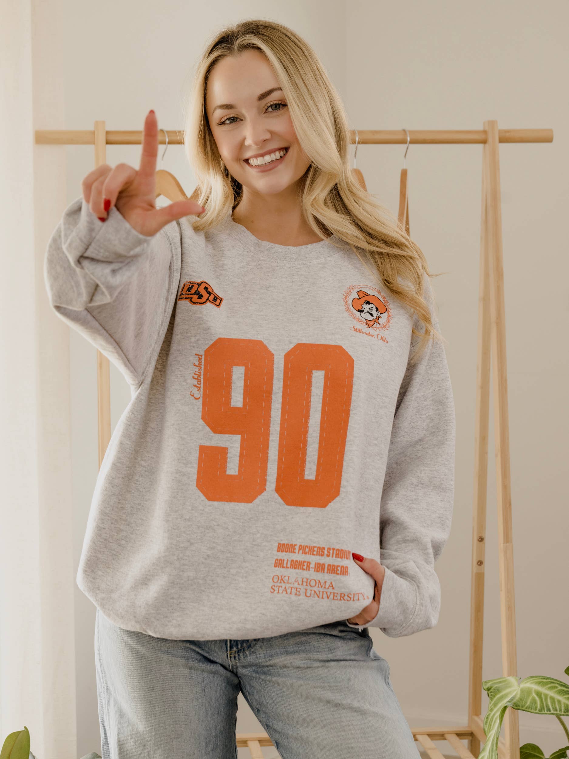 Osu Cowboys Crest Stamp Ash Gray Thrifted Sweatshirt T-Shirts, Hoodie | PodTeesHub.com