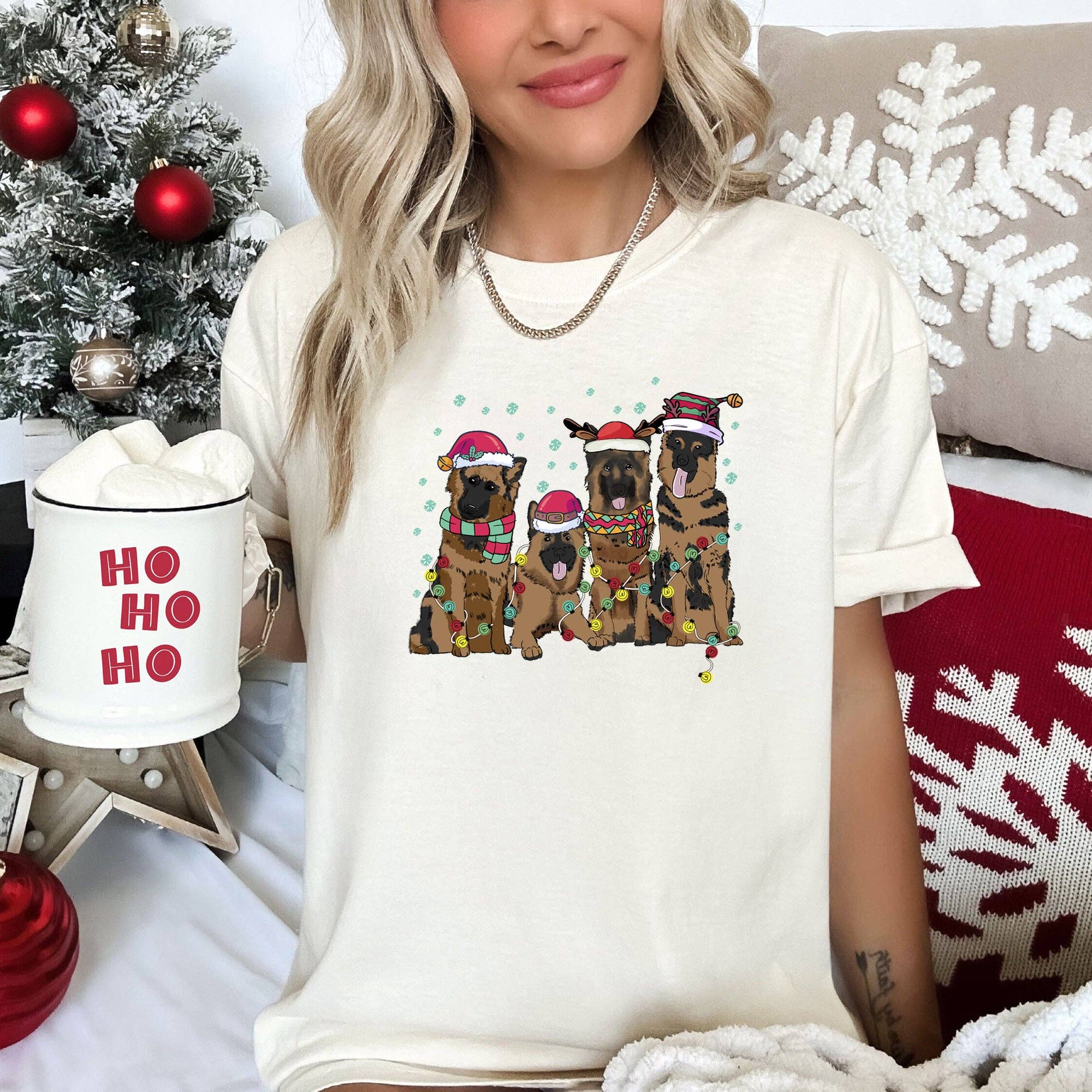 Christmas Dogs, German, Shepherd, Dog Lovers, Pet T-Shirt Hoodie, Sweatshirt | PodTeesHub.com