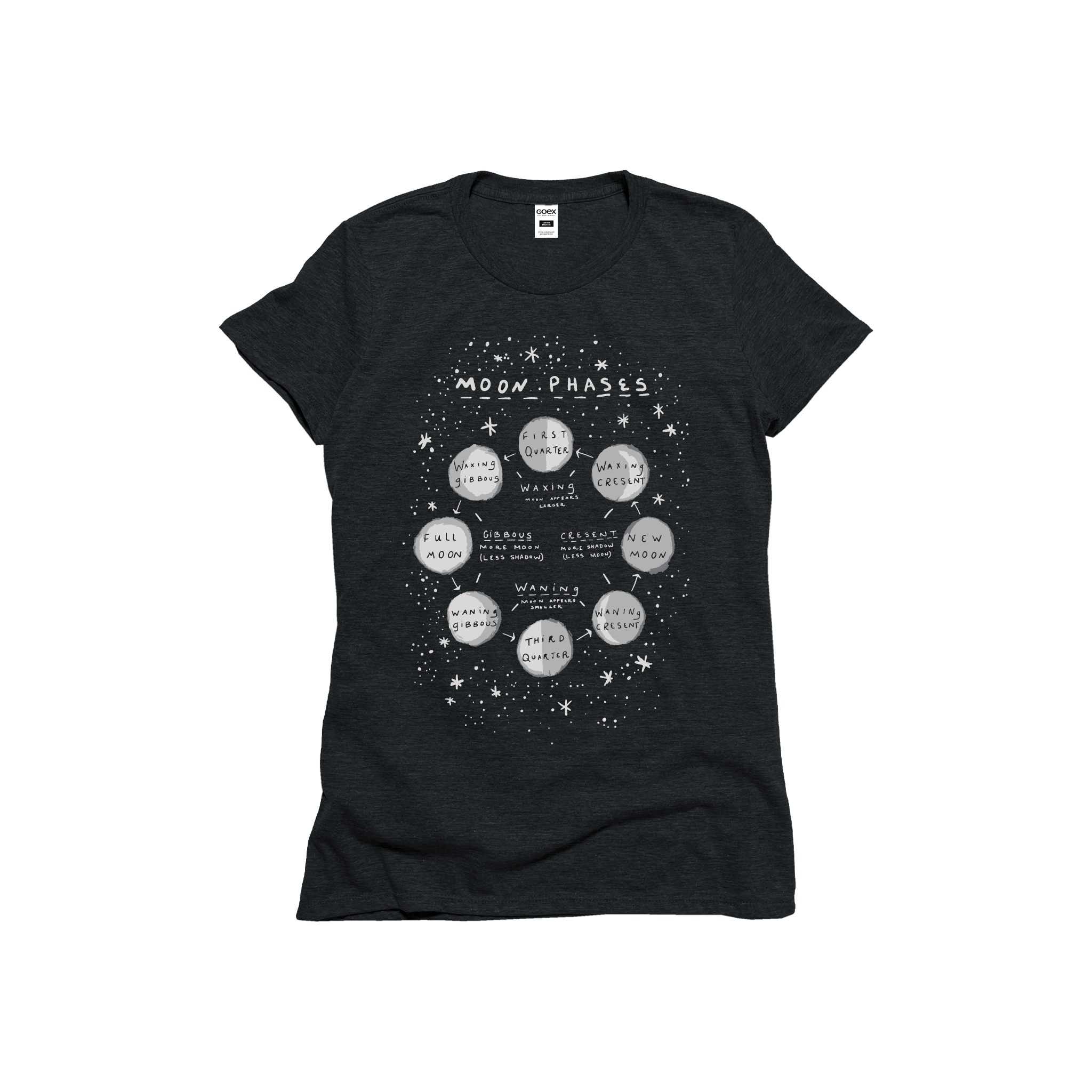 Moon Phases Graphic Tee - Charcoal - 24pk Hoodie, Sweatshirt | PodTeesHub.com