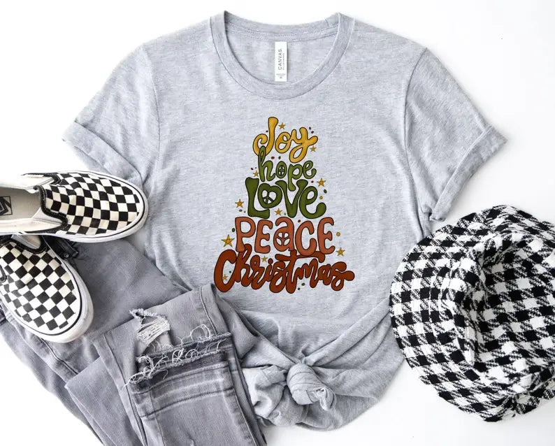 Joy Hope Love Peace Christmas T-Shirt Hoodie, Sweatshirt | PodTeesHub.com