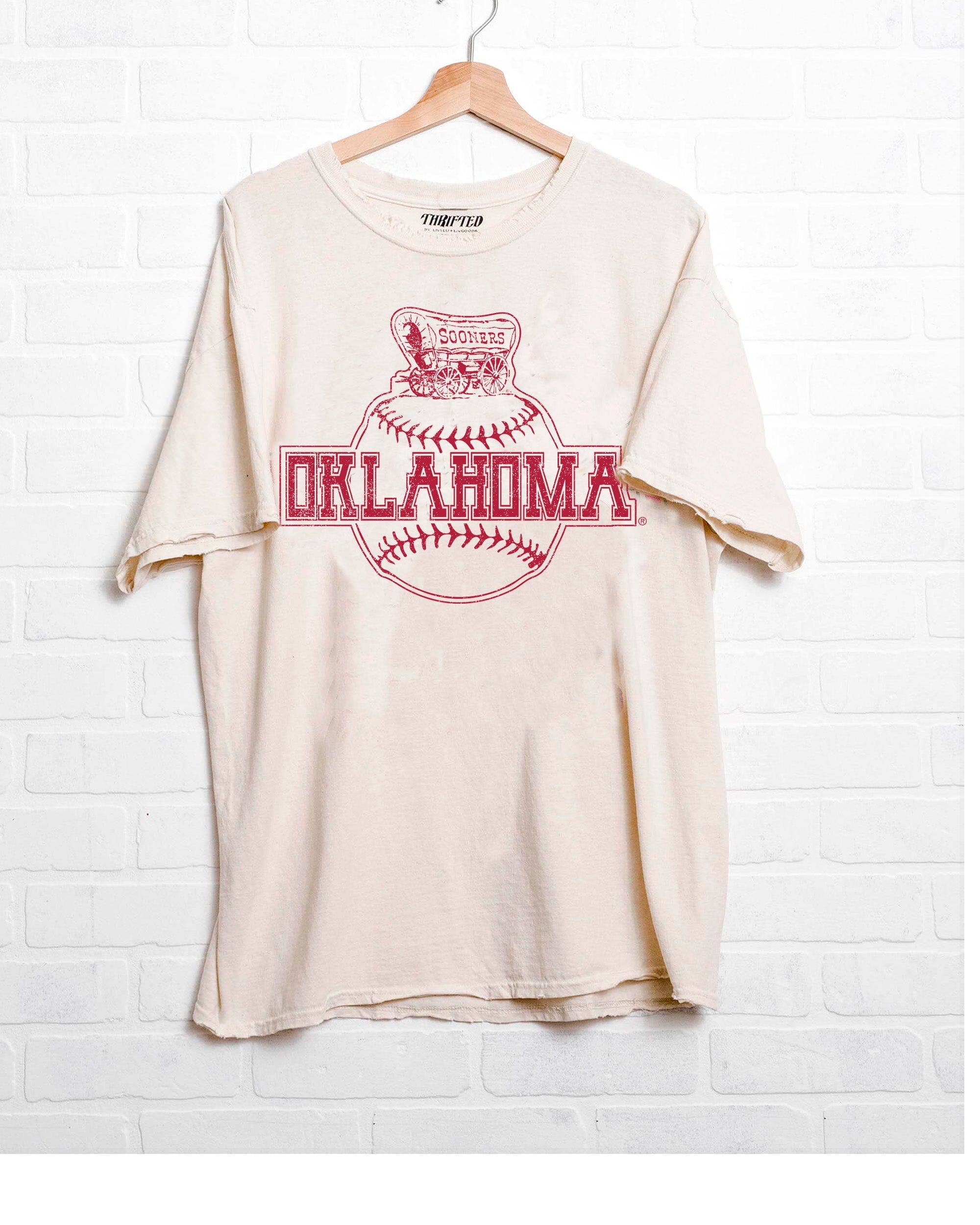 Ou Oklahoma Sooners Mascot Baseball Off White Thrifted Tee Hoodie, Sweatshirt | PodTeesHub.com