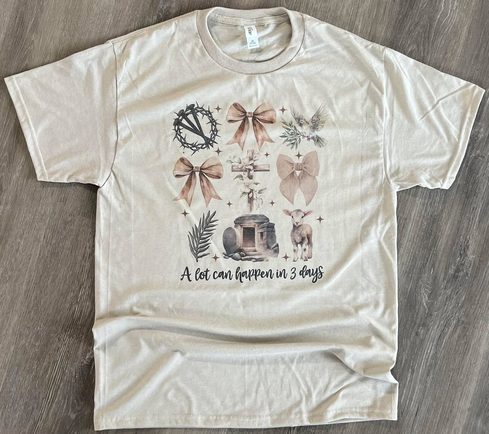 A Lot Can Happen in 3 Days Collage On Sand Tee Hoodie, Sweatshirt | PodTeesHub.com