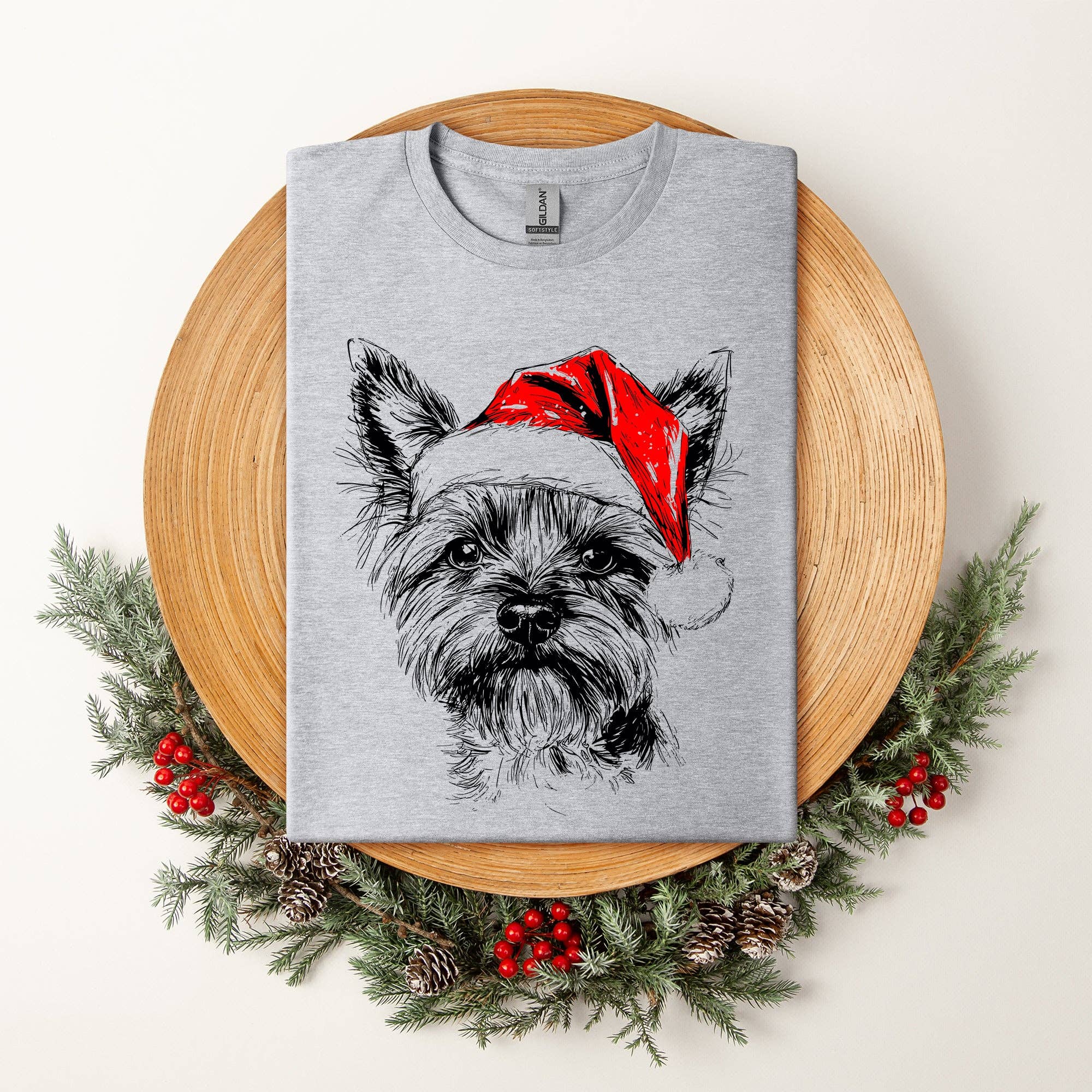 Yorkie, Santa, Yorkshire Terrier Dog, Christmas, Pet T-Shirt Hoodie, Sweatshirt | PodTeesHub.com