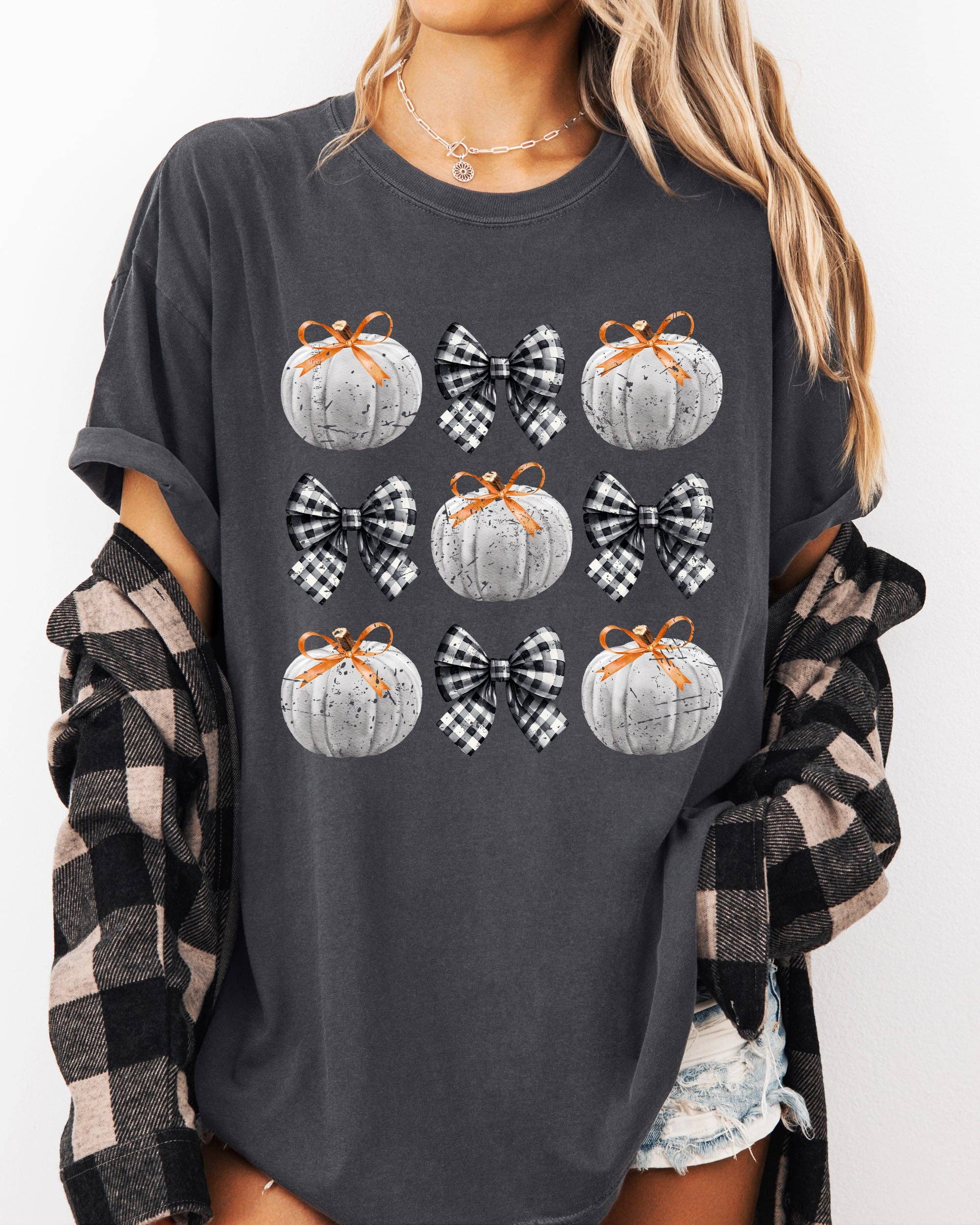 Halloween Ribbons and Pumpkins, Coquette Bows, Autumn Shirt Hoodie, Sweatshirt | PodTeesHub.com