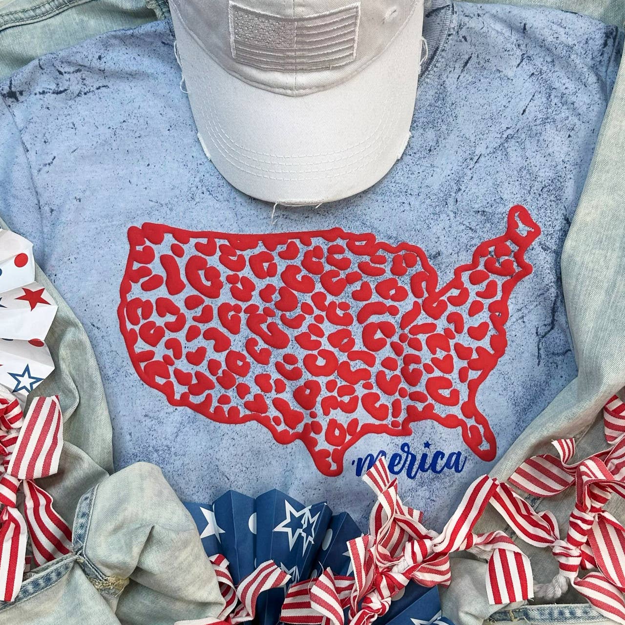 Leopard United States Puff (Ocean) Pigment Dyed Tee Hoodie, Sweatshirt | PodTeesHub.com
