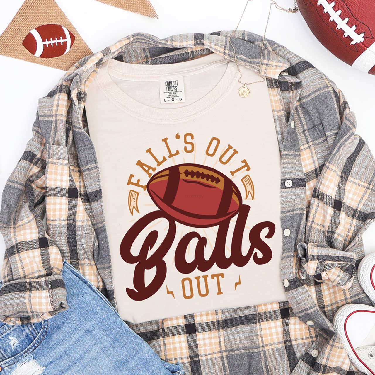 Fall's Out Balls Out Football Tee Hoodie, Sweatshirt | PodTeesHub.com