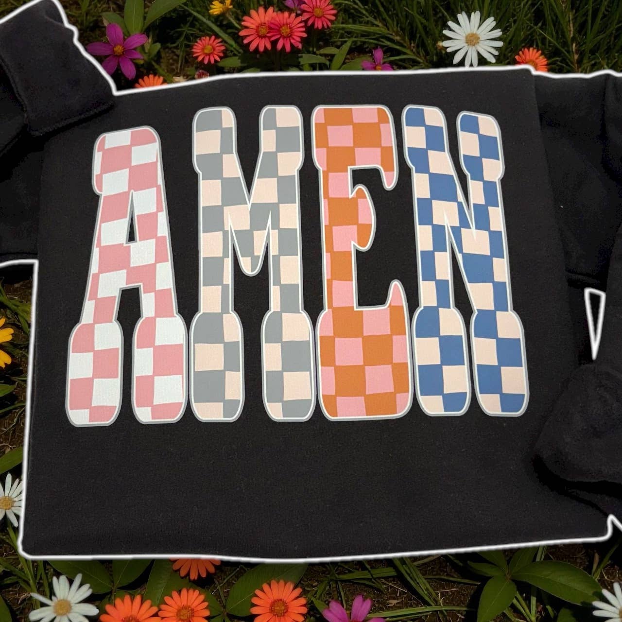 Amen Checkered Sweatshirt T-Shirts, Hoodie | PodTeesHub.com