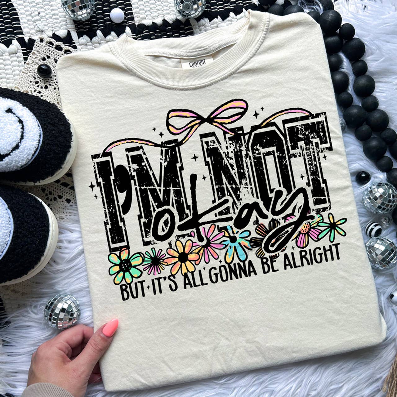 I'm Not Okay But It's Gonna Be Alright Retro Tee Hoodie, Sweatshirt | PodTeesHub.com