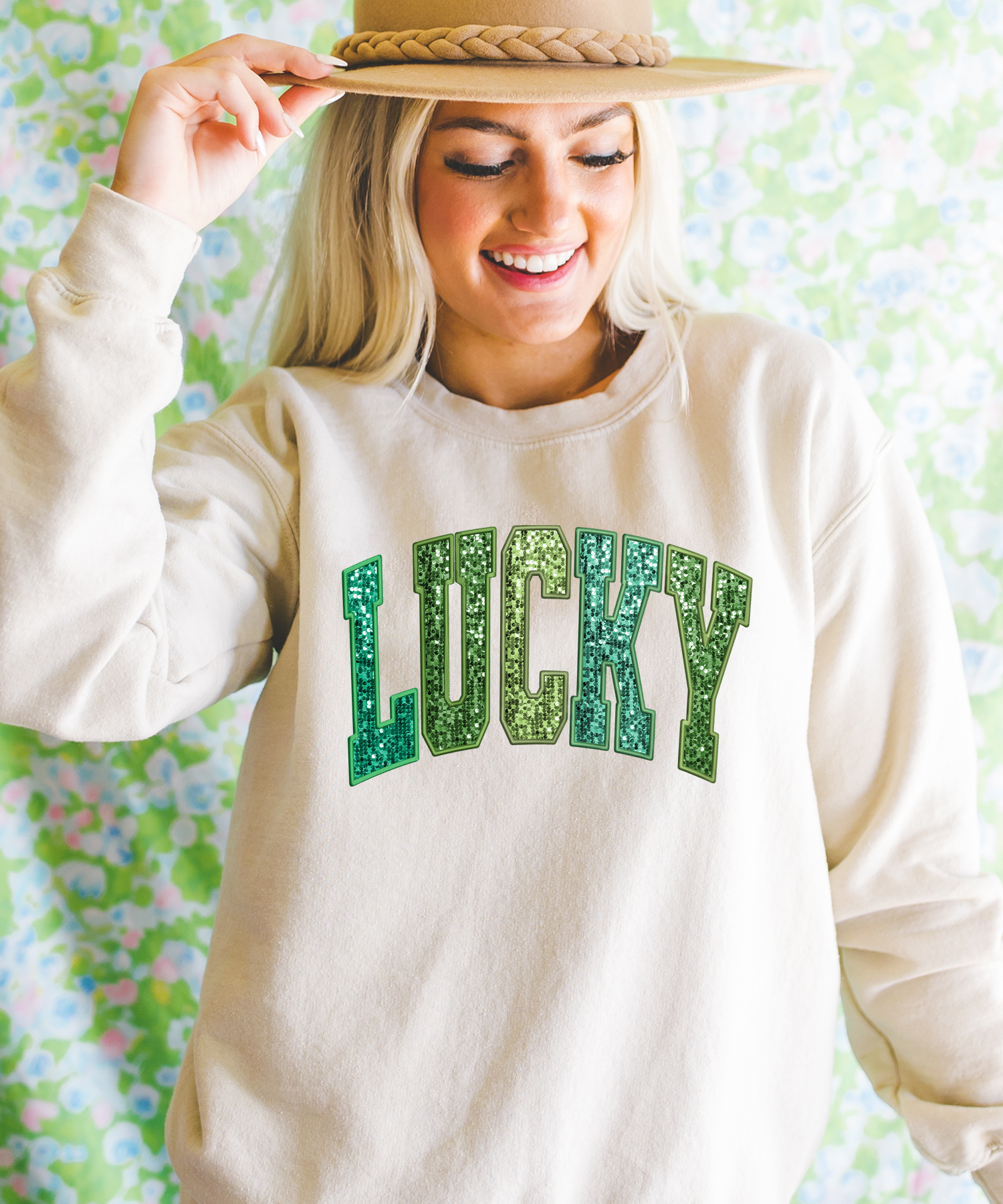 Sequin Lucky - Cream Sweatshirt T-Shirts, Hoodie | PodTeesHub.com