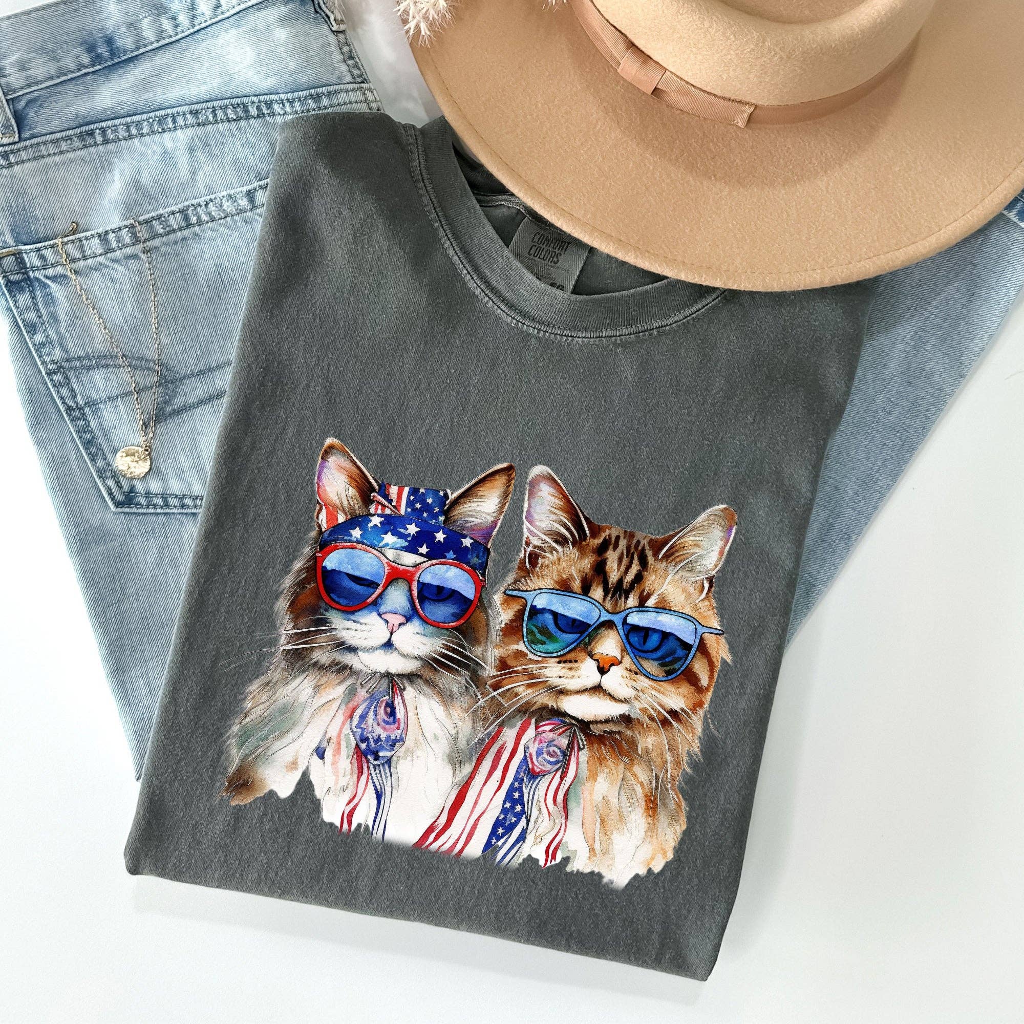 Patriotic Cats, Hippie, Funny, Patriotic, 4th of July Tshirt Hoodie, Sweatshirt | PodTeesHub.com