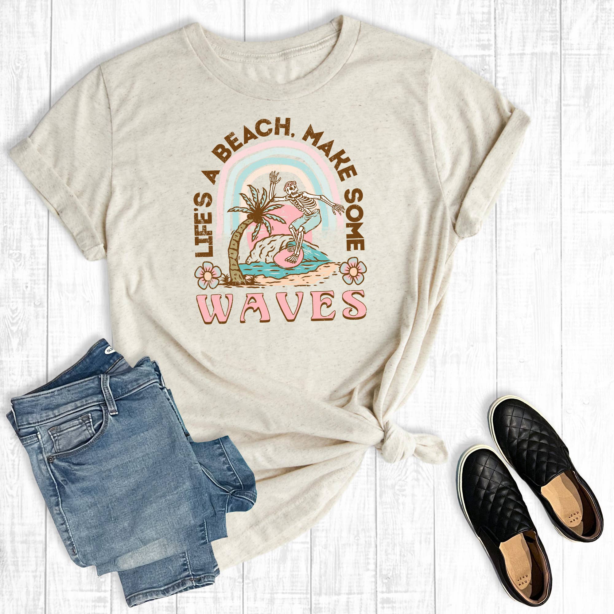 Summer Vacation Life's A Beach Make Some Waves Graphic Tee Hoodie, Sweatshirt | PodTeesHub.com