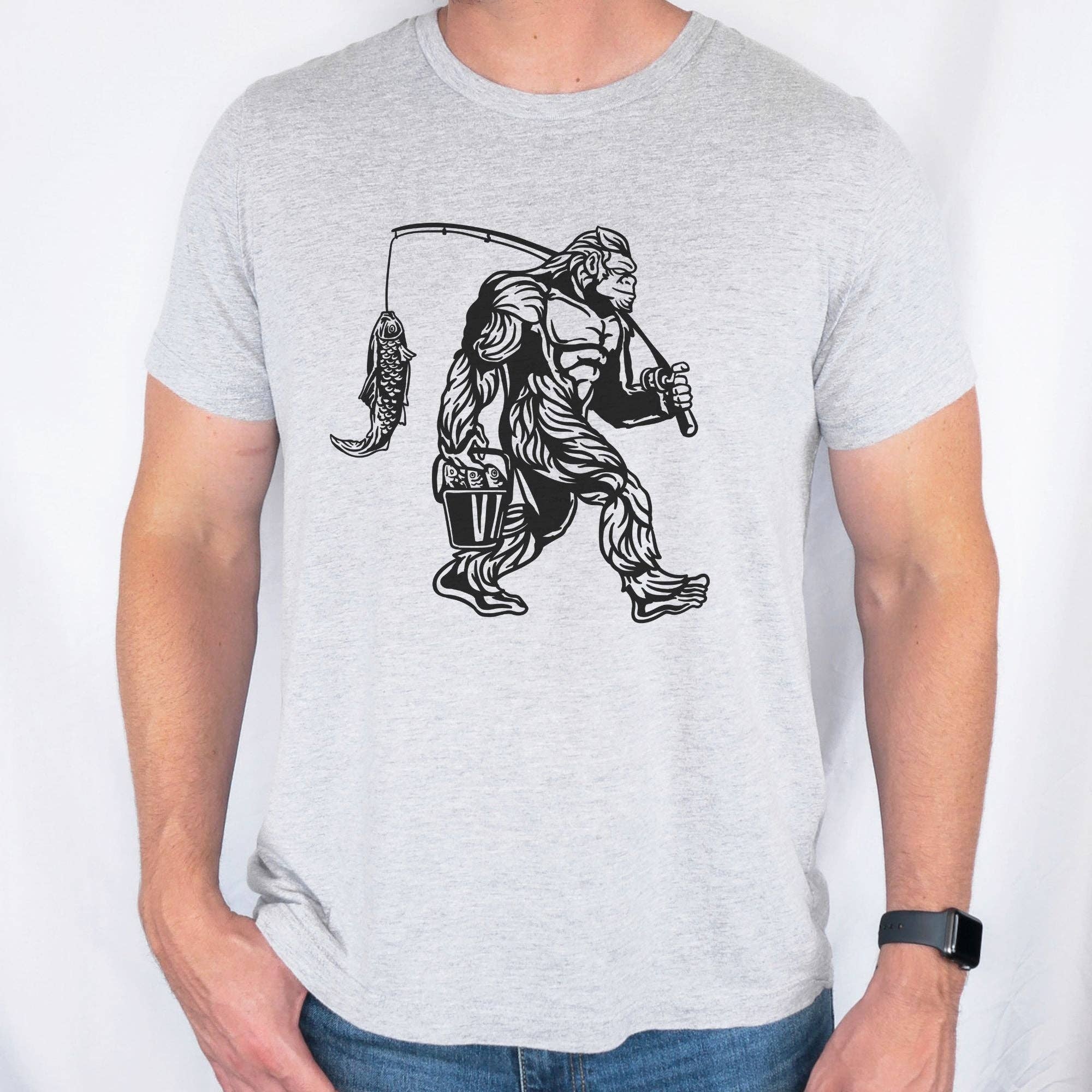 Bigfoot's Gone Fishing Tshirt For Men *Unisex Fit*182 Hoodie, Sweatshirt | PodTeesHub.com