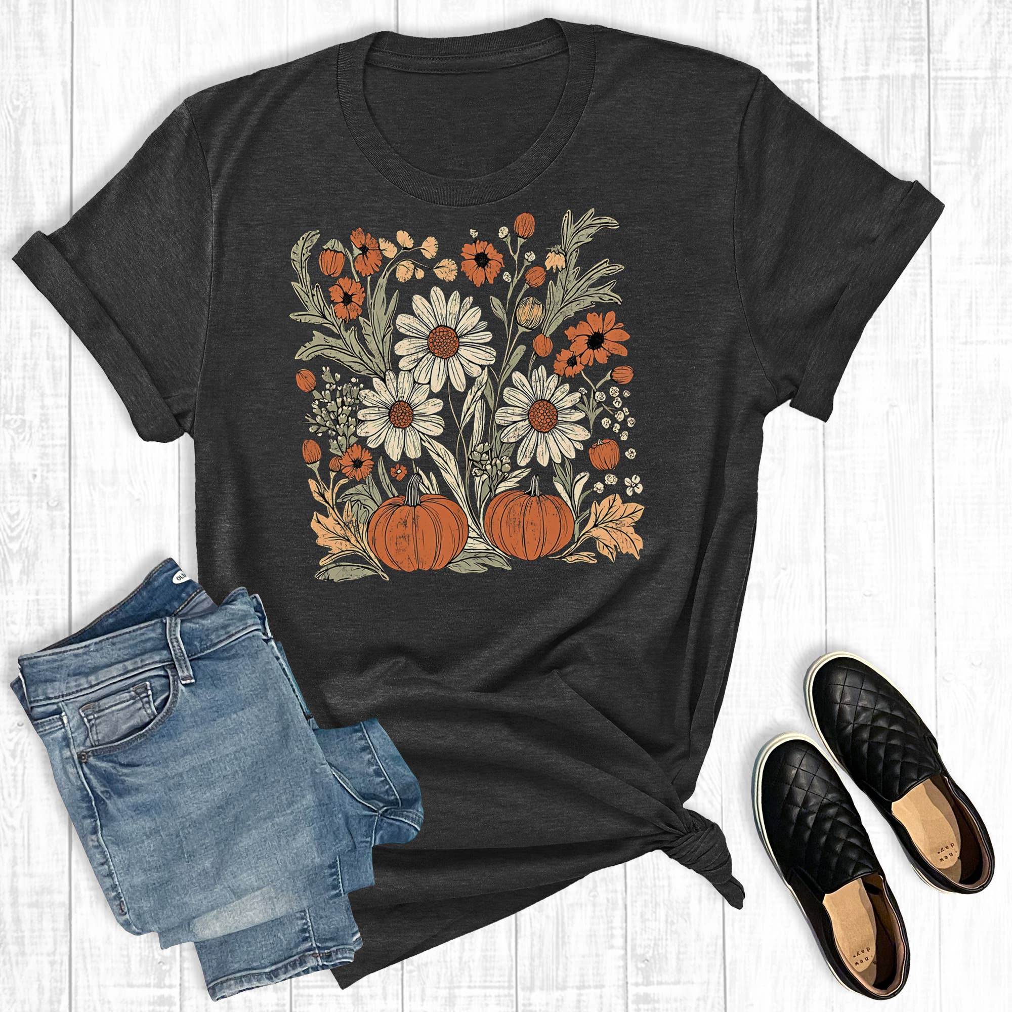 Retro Boho Floral Fall Graphic Tee (Best Seller) Hoodie, Sweatshirt | PodTeesHub.com