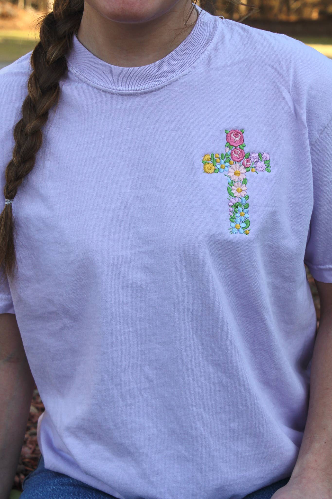 Embroidered Cross Tee Hoodie, Sweatshirt | PodTeesHub.com