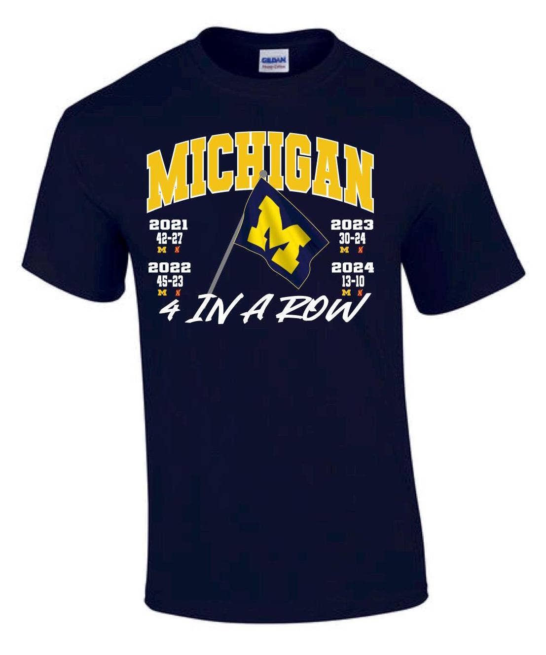 Michigan 4-in-A-Row Shirt - Beat Osu, Plant the Flag Hoodie, Sweatshirt | PodTeesHub.com