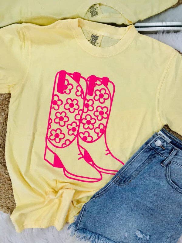 Floral Cowgirl Boots Puff Tee Hoodie, Sweatshirt | PodTeesHub.com
