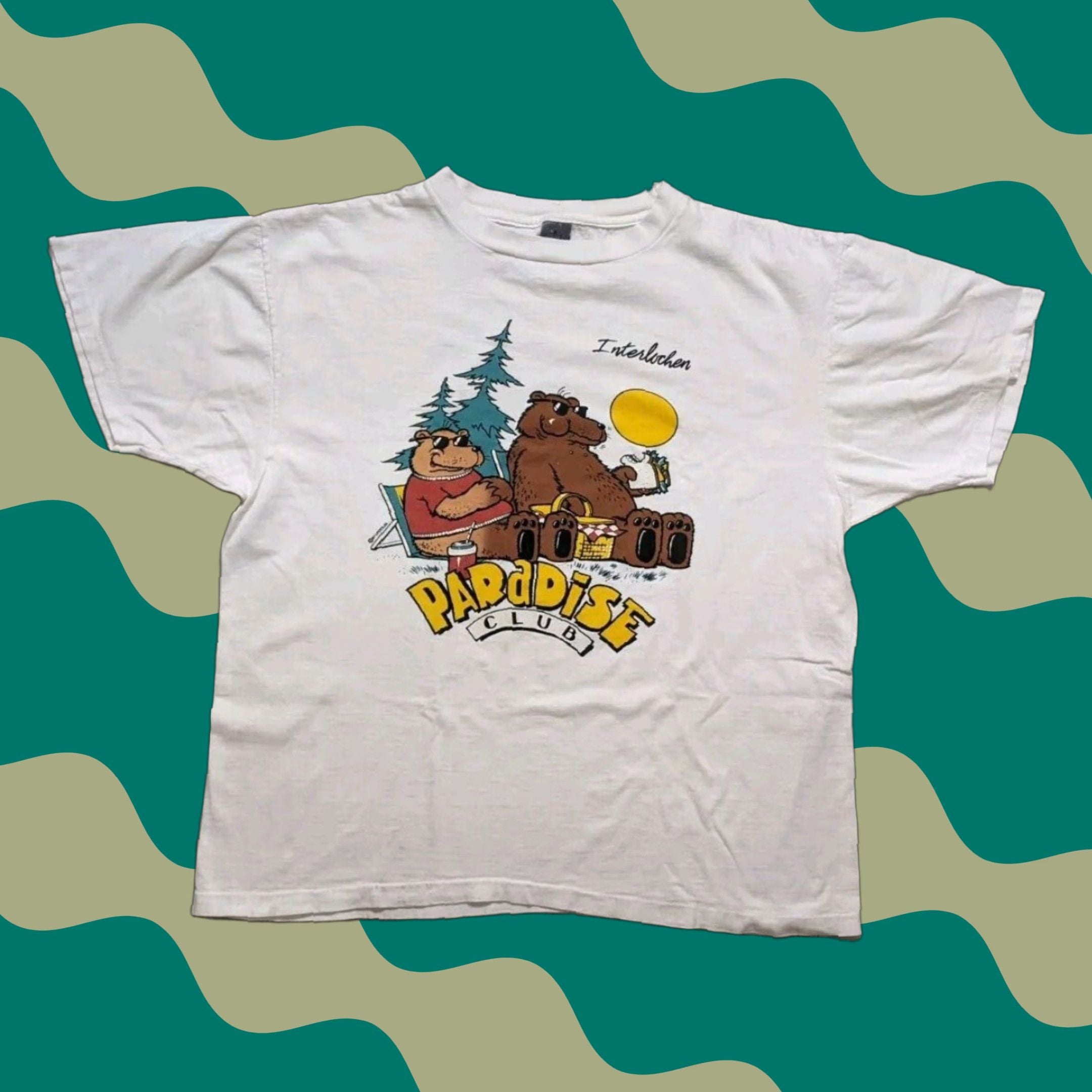 Vintage Interlochen Paradise Club Bears Size L Unbranded Crew Neck Short Sleeve Whi T-Shirts, Hoodie, Sweatshirt