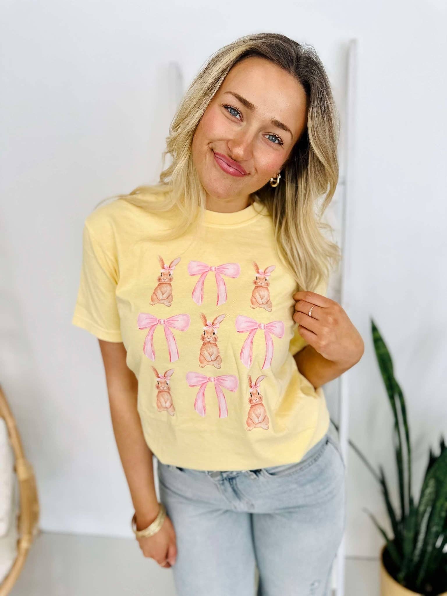 Bunny Bow Trio Stack Dtf Tee Hoodie, Sweatshirt | PodTeesHub.com