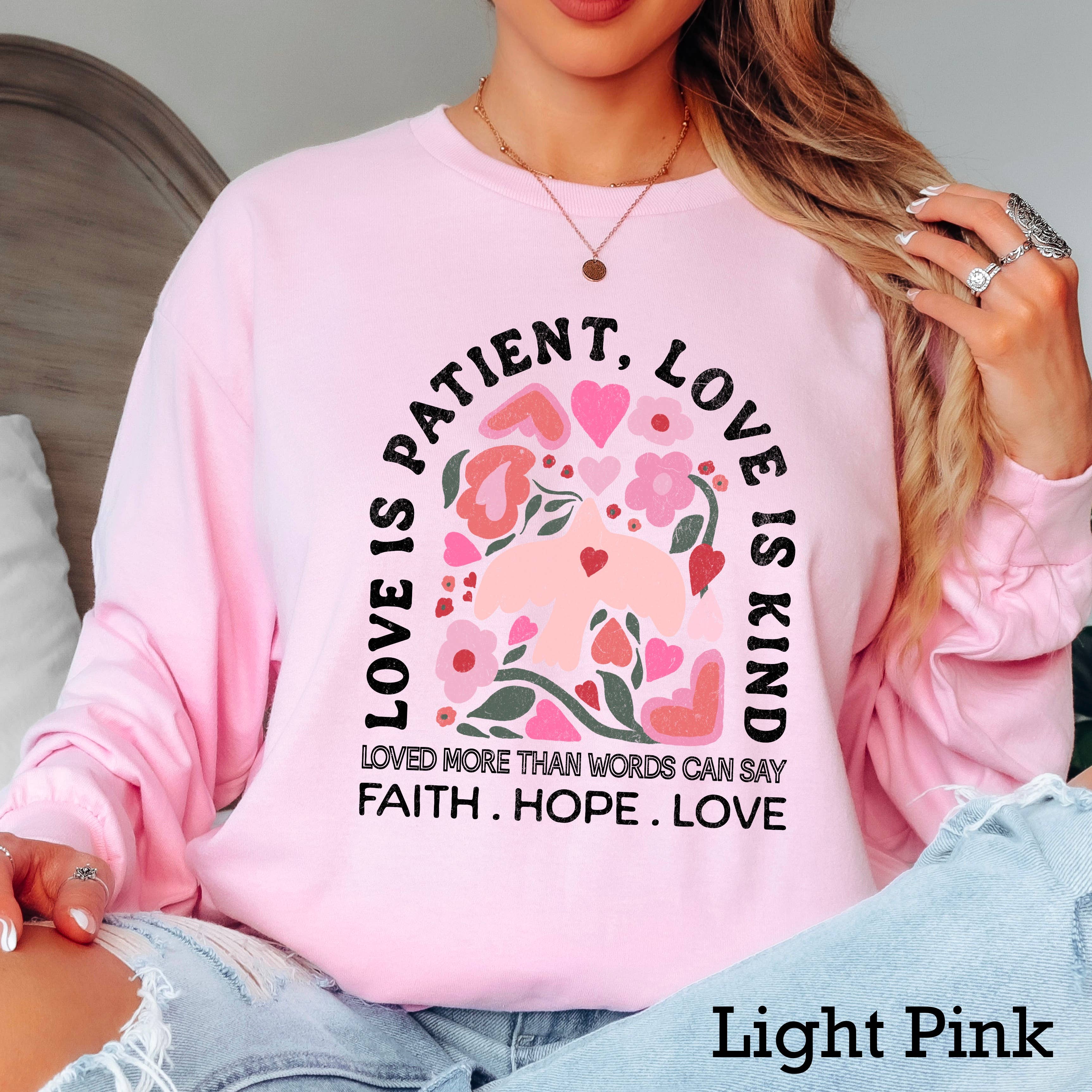 Love Is Patient Valentine’S Day Long Sleeve Shirt | Gildan Hoodie, Sweatshirt | PodTeesHub.com