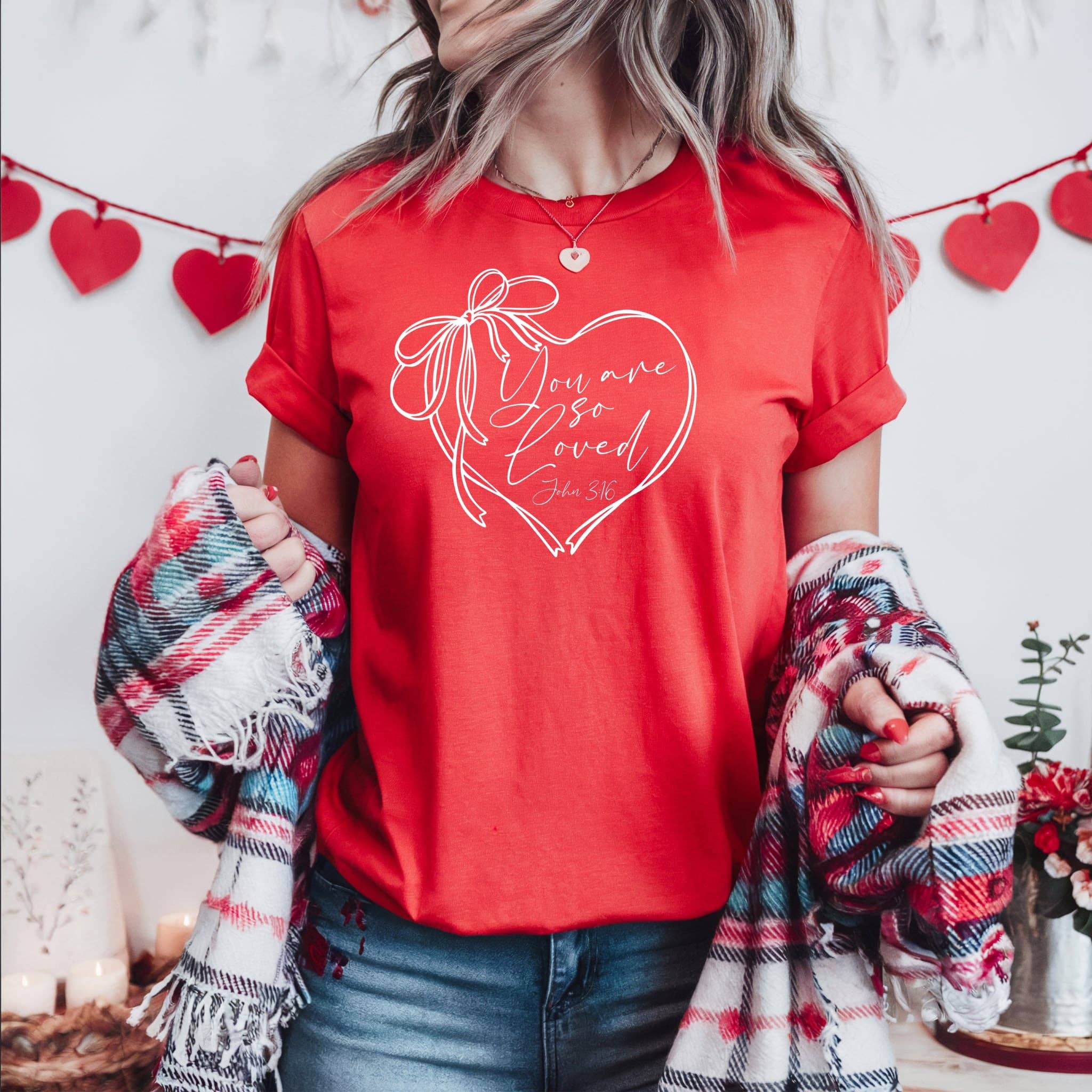 You Are So Loved Red Tultex Faith Everyday Graphic Tee Hoodie, Sweatshirt | PodTeesHub.com