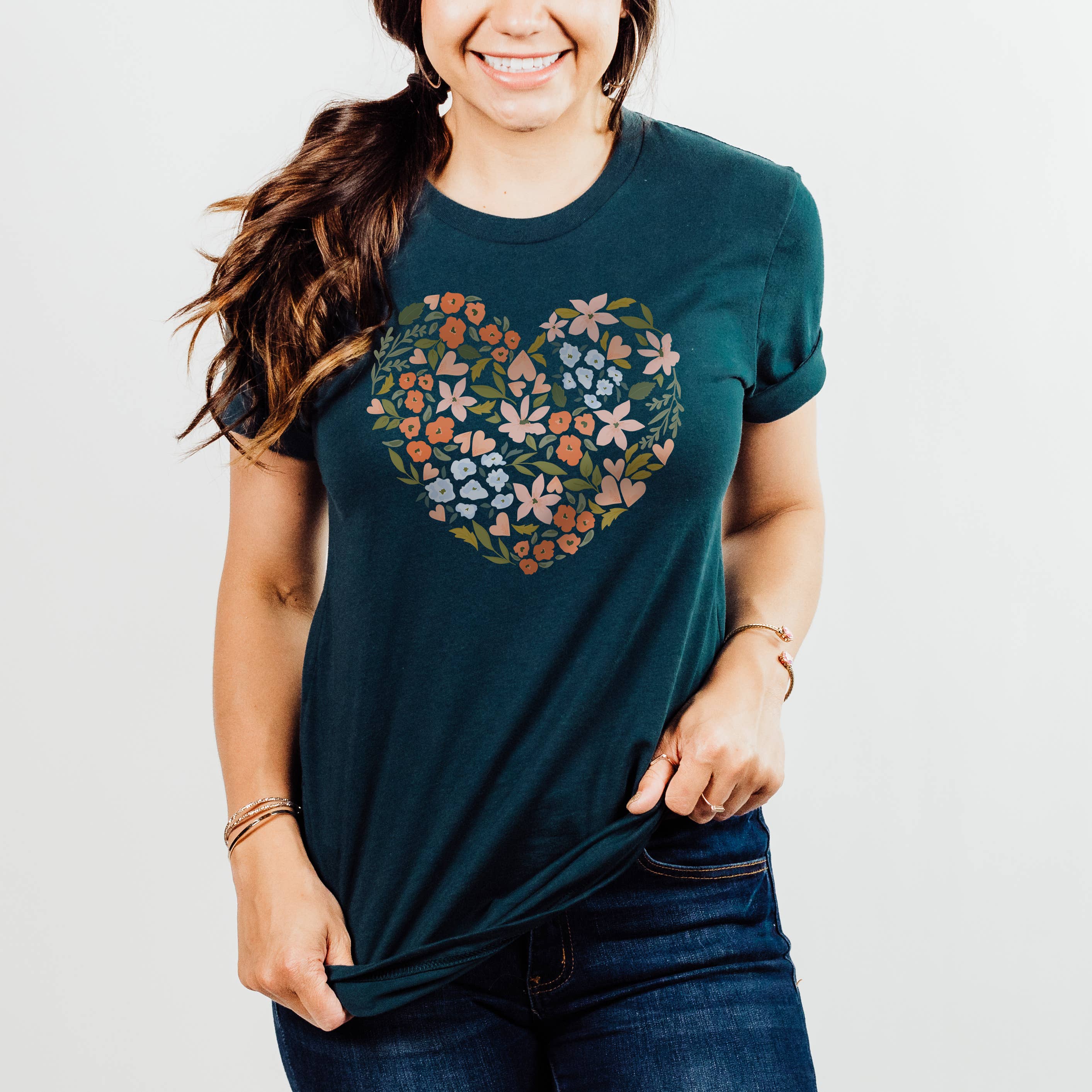 Floral Heart Retro Tee | Floral | Sizes XS-2XL Hoodie, Sweatshirt | PodTeesHub.com
