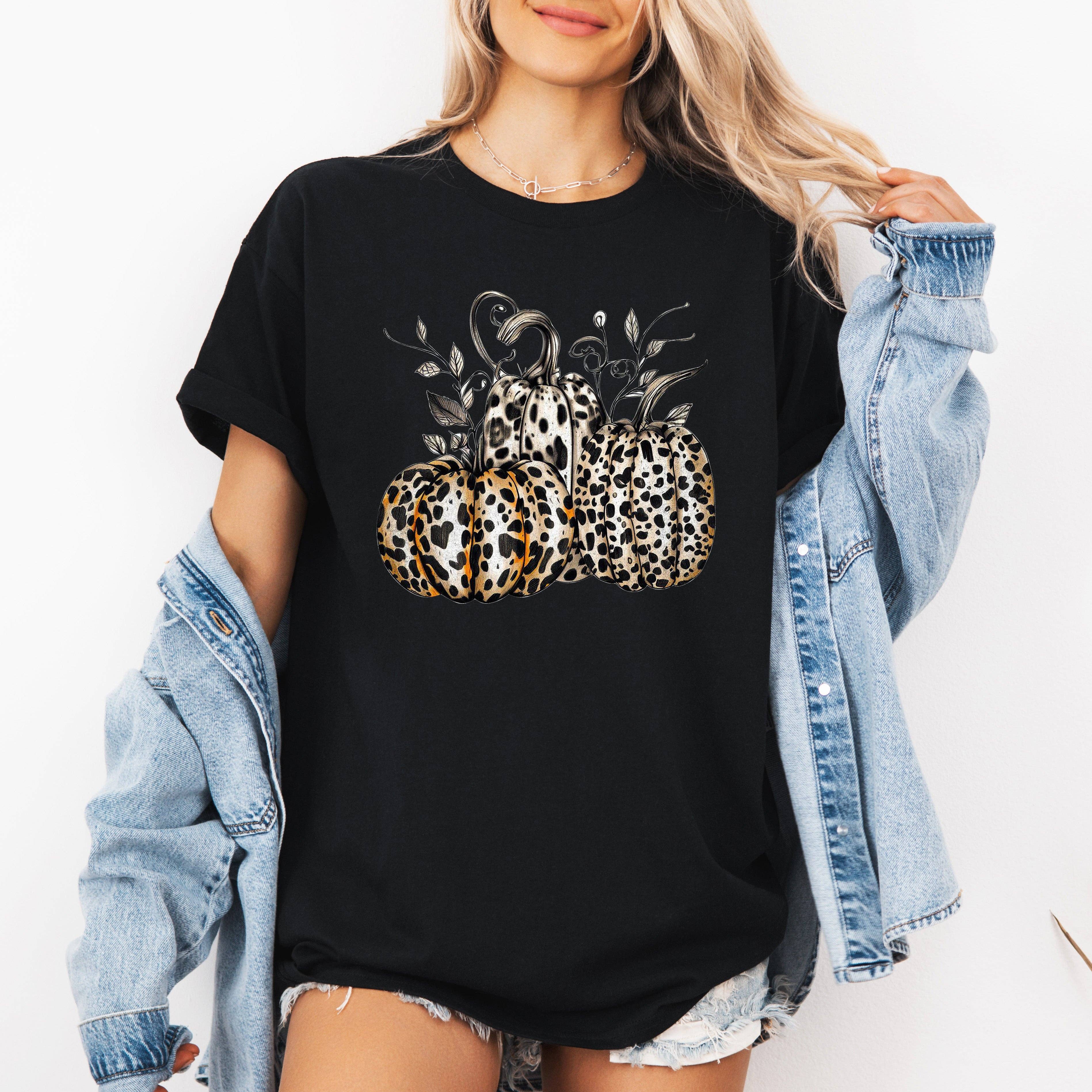 Leopard Print Pumpkins, Cute, Halloween, Autumn, Fall Tshirt Hoodie, Sweatshirt | PodTeesHub.com