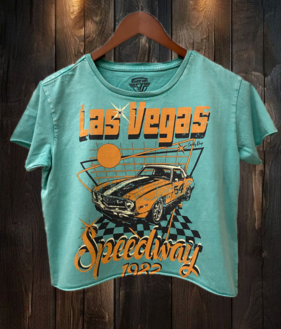 Las Vegas Speedway Regular Cropped Acid Wash T-Shirt Hoodie, Sweatshirt | PodTeesHub.com