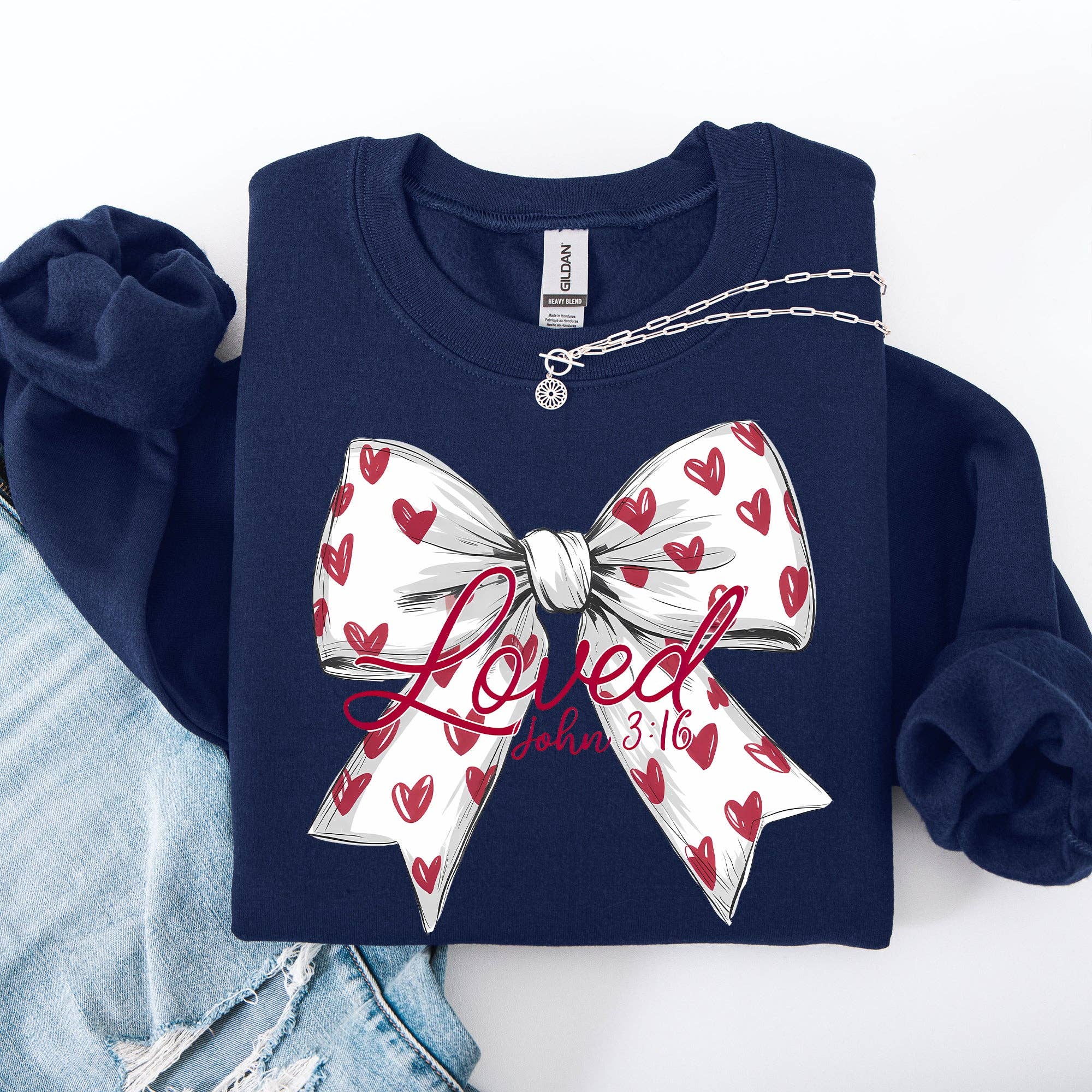 Loved, John 3 16, Valentine's Day, White, Faith Sweatshirt T-Shirts, Hoodie | PodTeesHub.com