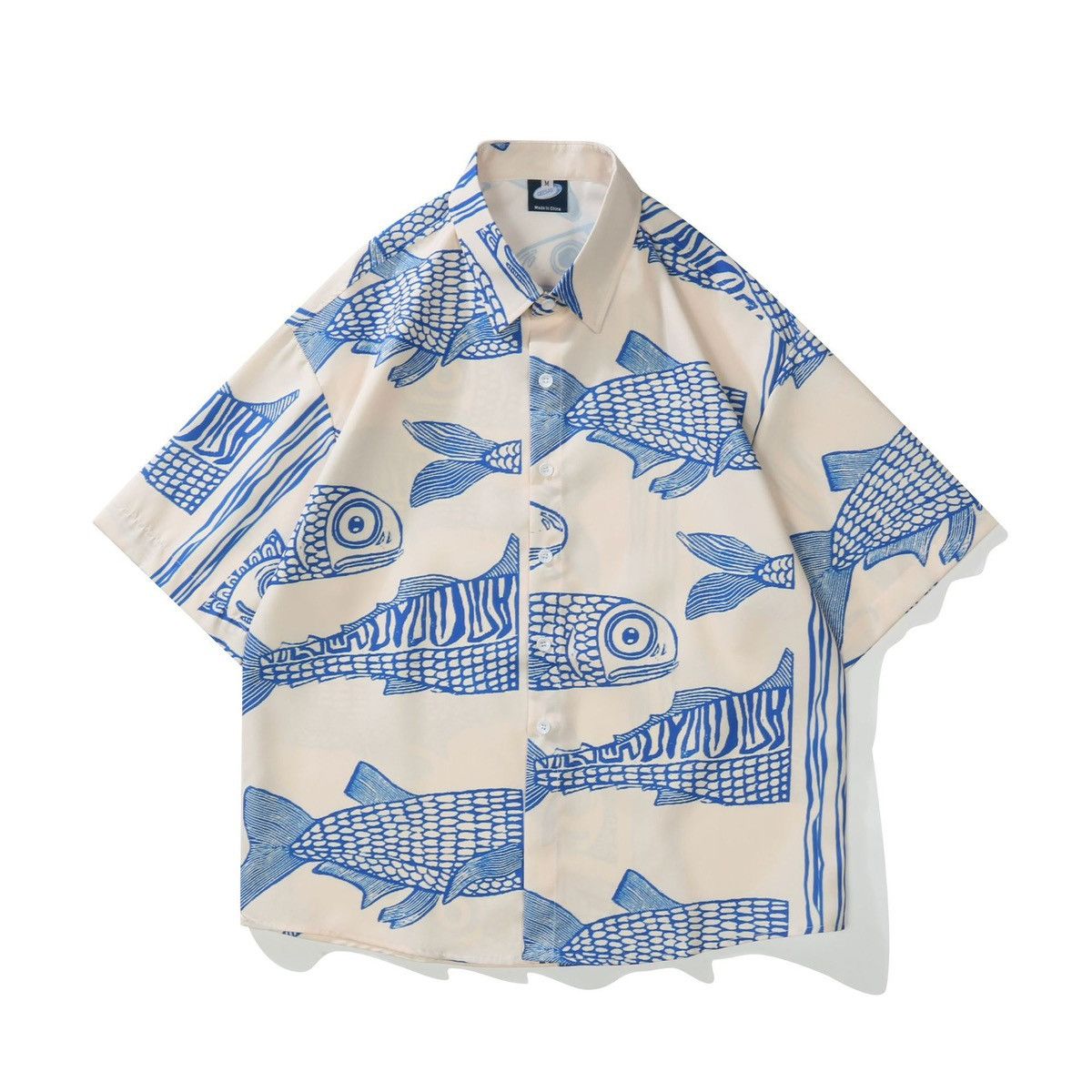 Vintage Harajuku Style Hawaiian Fish Printed Shirt Hoodie, Sweatshirt | PodTeesHub.com