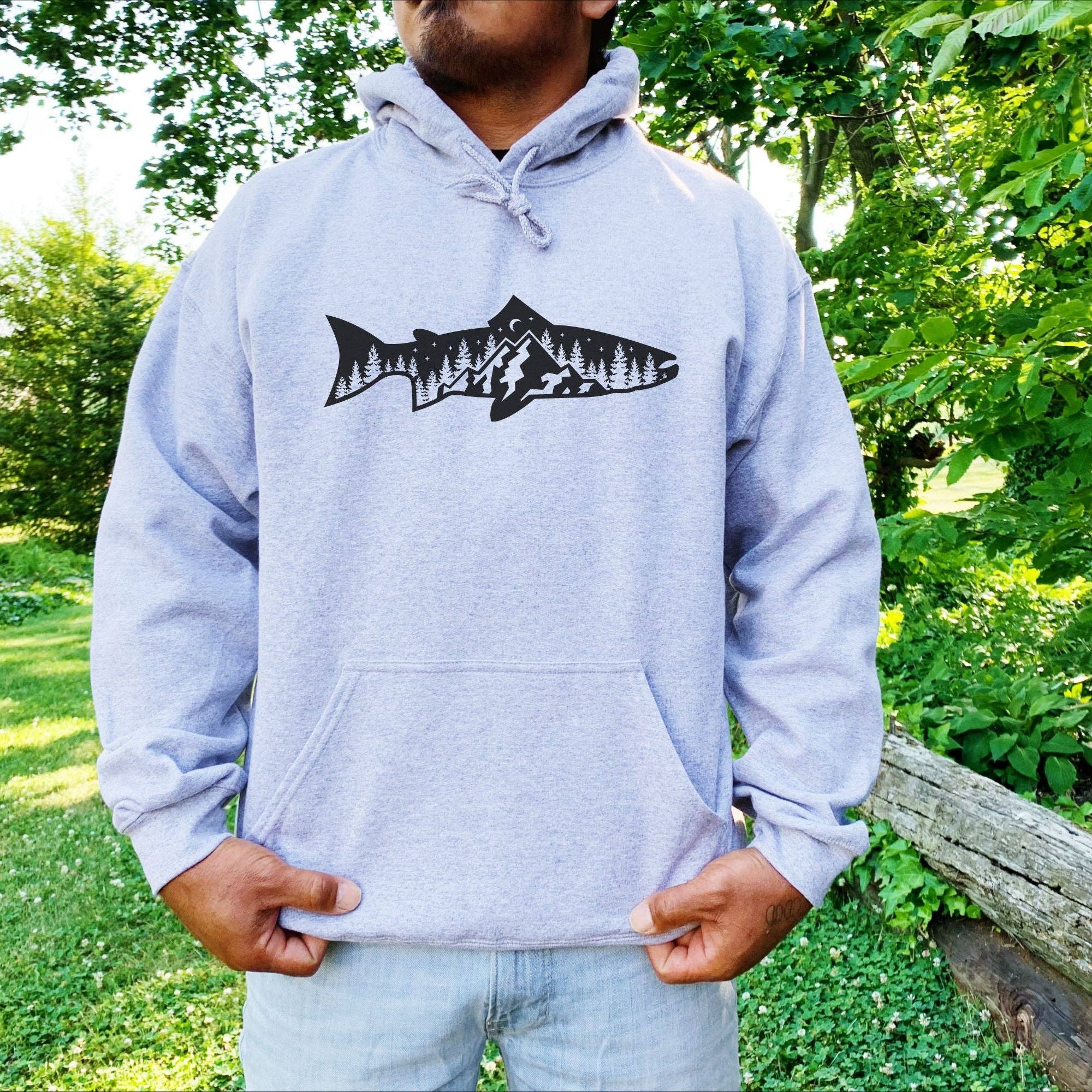 Trout Fishing Gildan Unisex Crewneck or Hoodie Sweatshirt T-Shirts | PodTeesHub.com