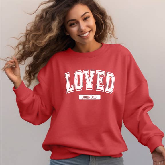 Loved Heather Red Crew Sweatshirt T-Shirts, Hoodie | PodTeesHub.com