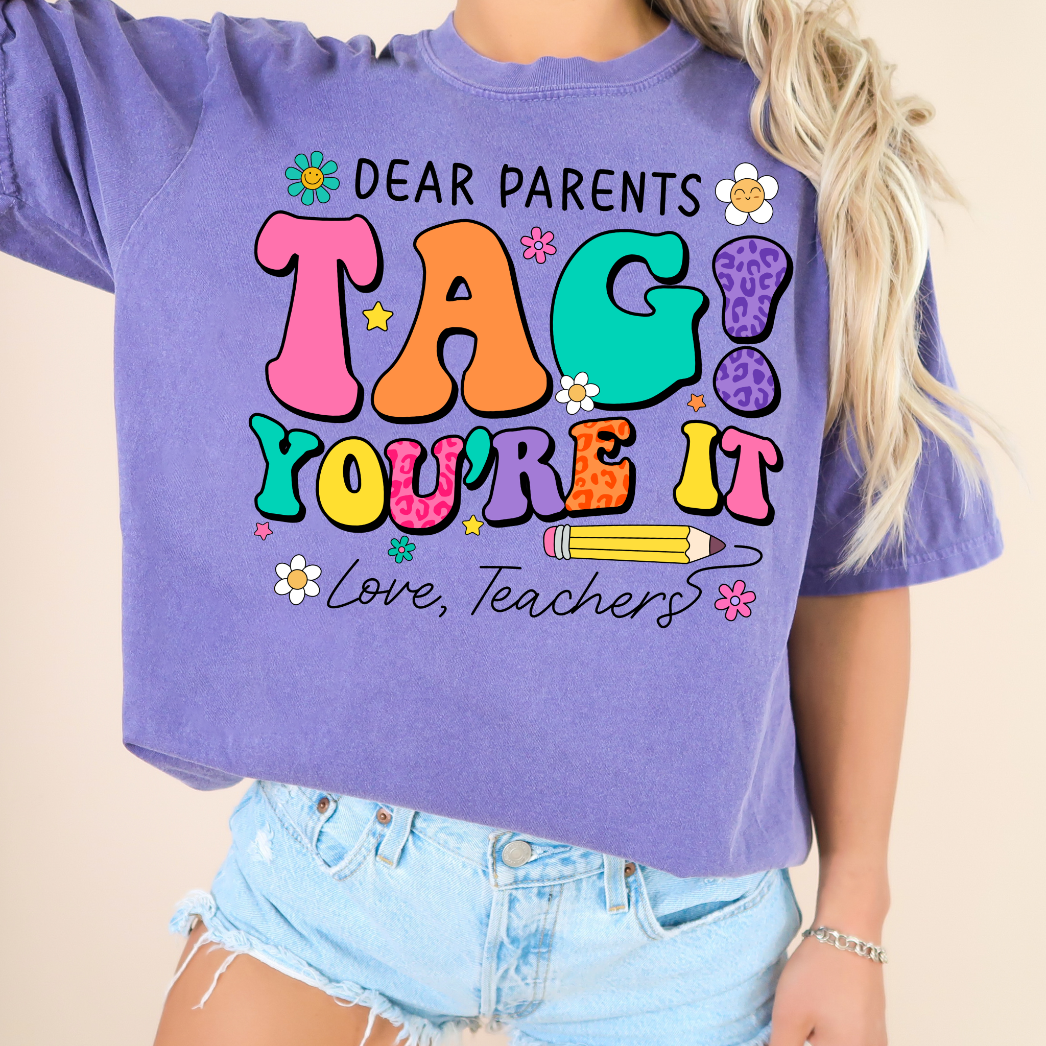 Tag You’Re It, Love Teachers Comfort Color Graphic Tee Hoodie, Sweatshirt | PodTeesHub.com