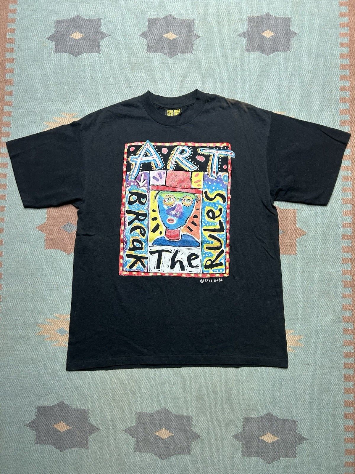 Vintage Vtg 90s T Shirt Fred Babb Abstract Art Break The Rules Xl Hoodie, Sweatshirt | PodTeesHub.com