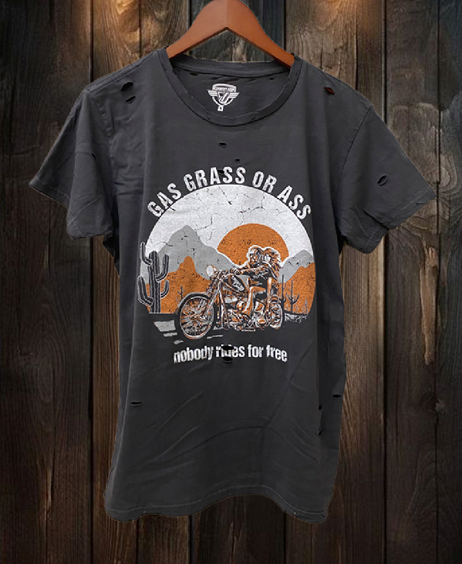 Gas or Grass Motorcycle 1970's Vintage Distressed T-Shirt Hoodie, Sweatshirt | PodTeesHub.com