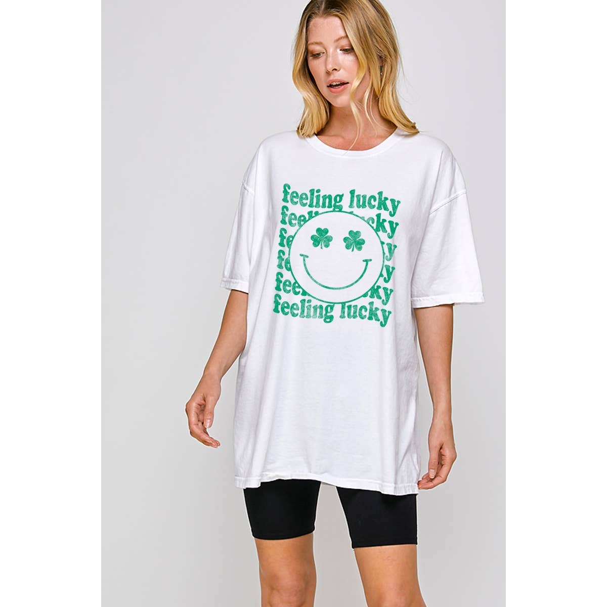 Lucky Smile Face  Graphic Oversized Tee Hoodie, Sweatshirt | PodTeesHub.com