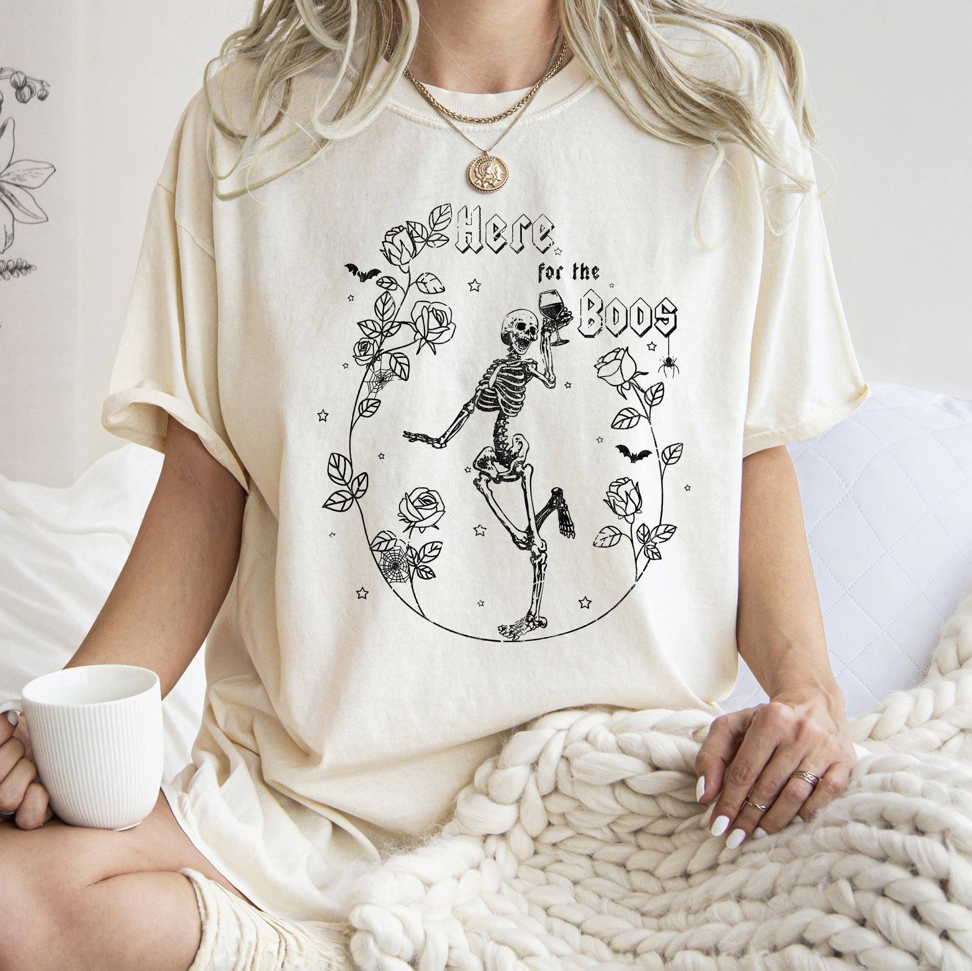 Here For the Boos Retro Halloween T-Shirt Black Print Hoodie, Sweatshirt | PodTeesHub.com