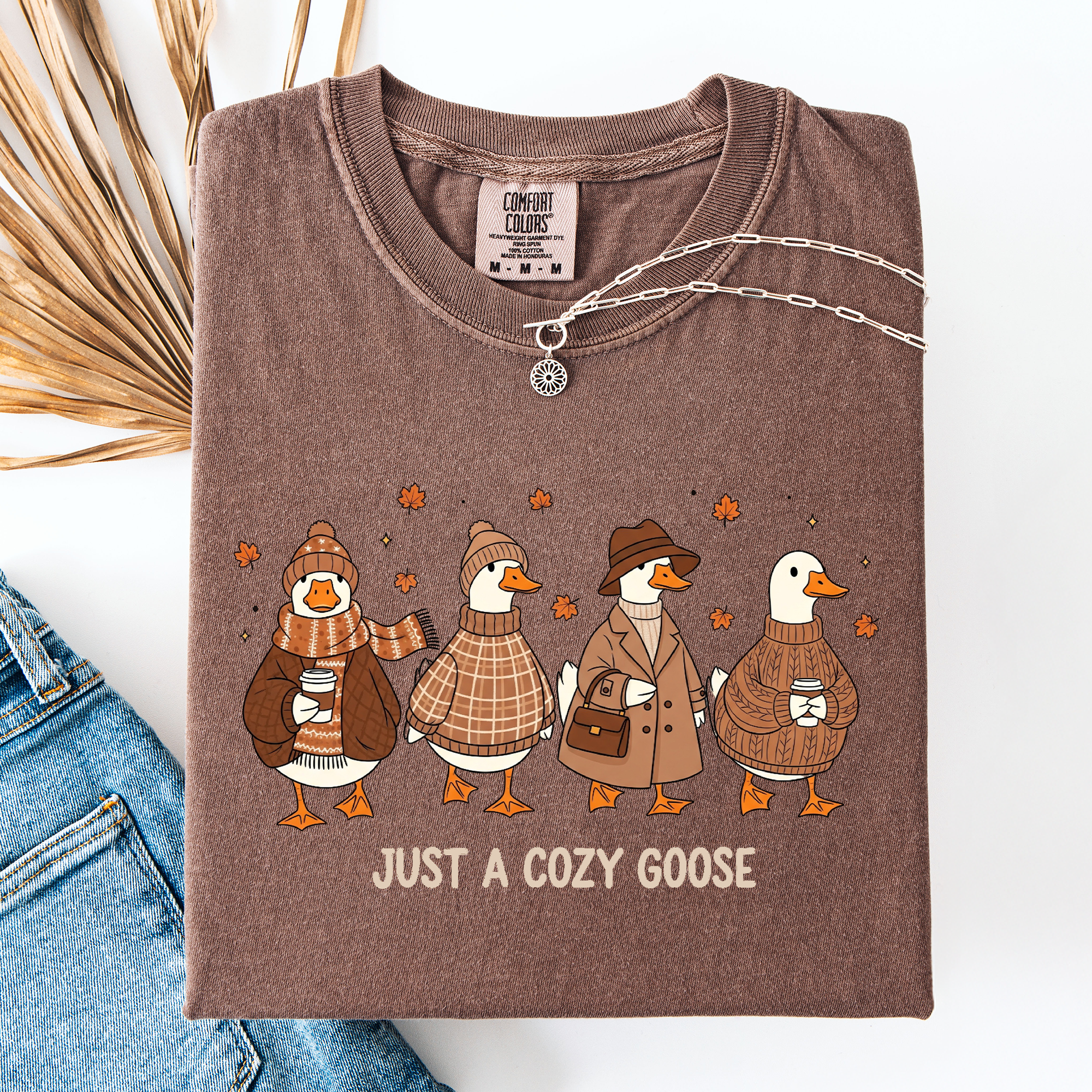 Just A Cozy Goose, Autumn Goose, Comfort Colors T-Shirt Hoodie, Sweatshirt | PodTeesHub.com
