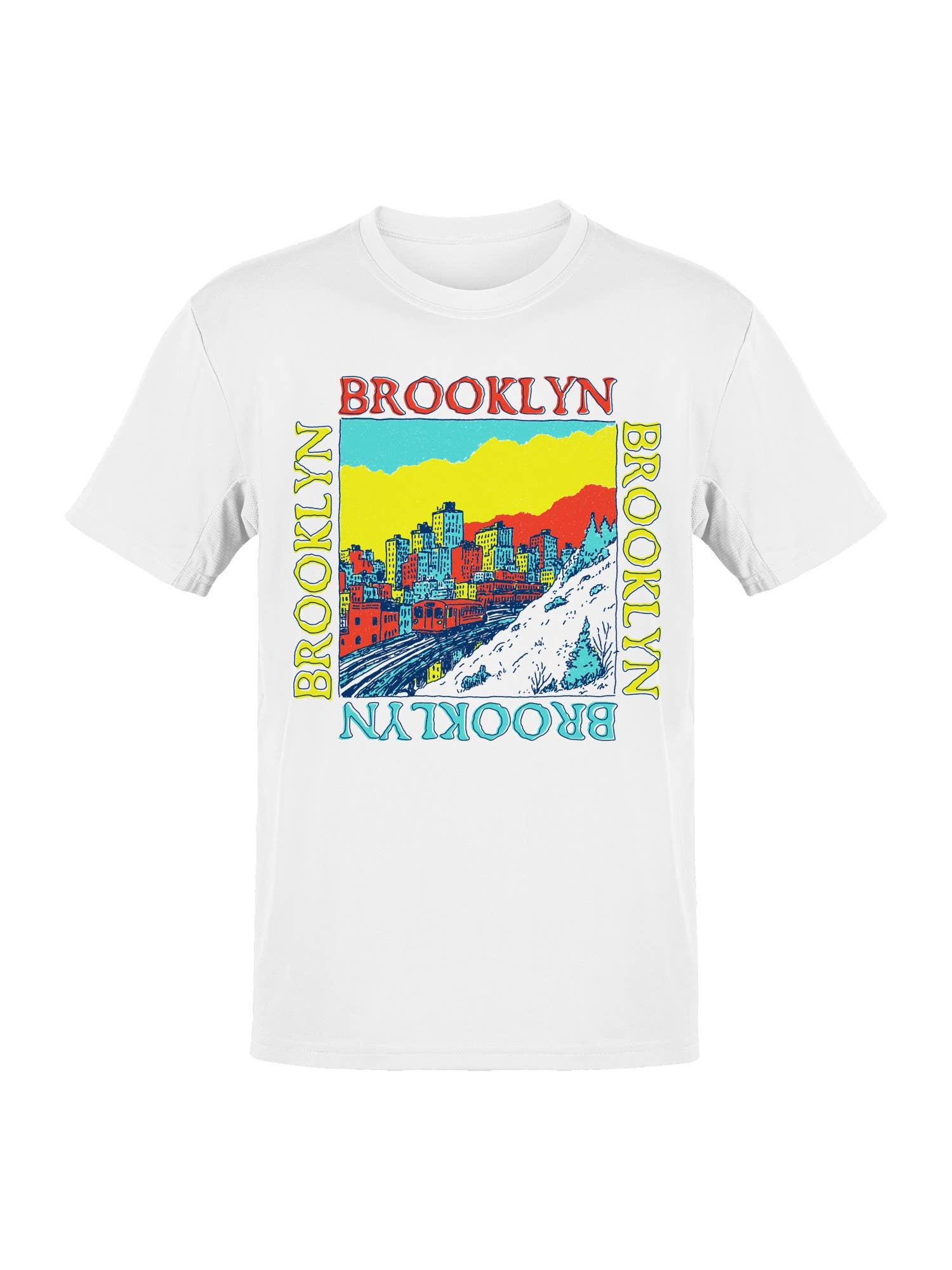 Brooklyn Vibrant Skyline Art Men's T-Shirt Hoodie, Sweatshirt | PodTeesHub.com
