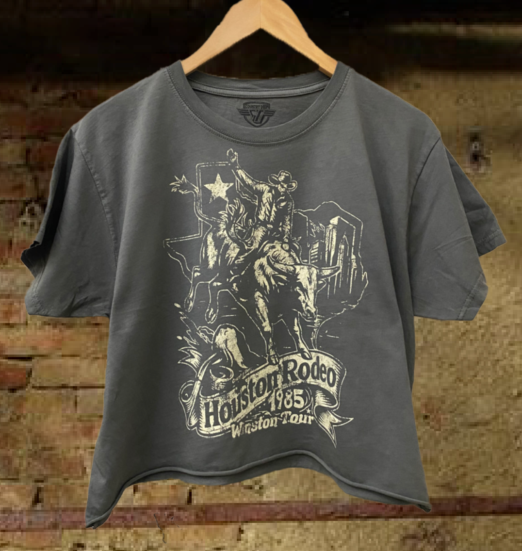 Houston Rodeo Winston Tour 1985 Relaxed Cropped T-Shirt Hoodie, Sweatshirt | PodTeesHub.com