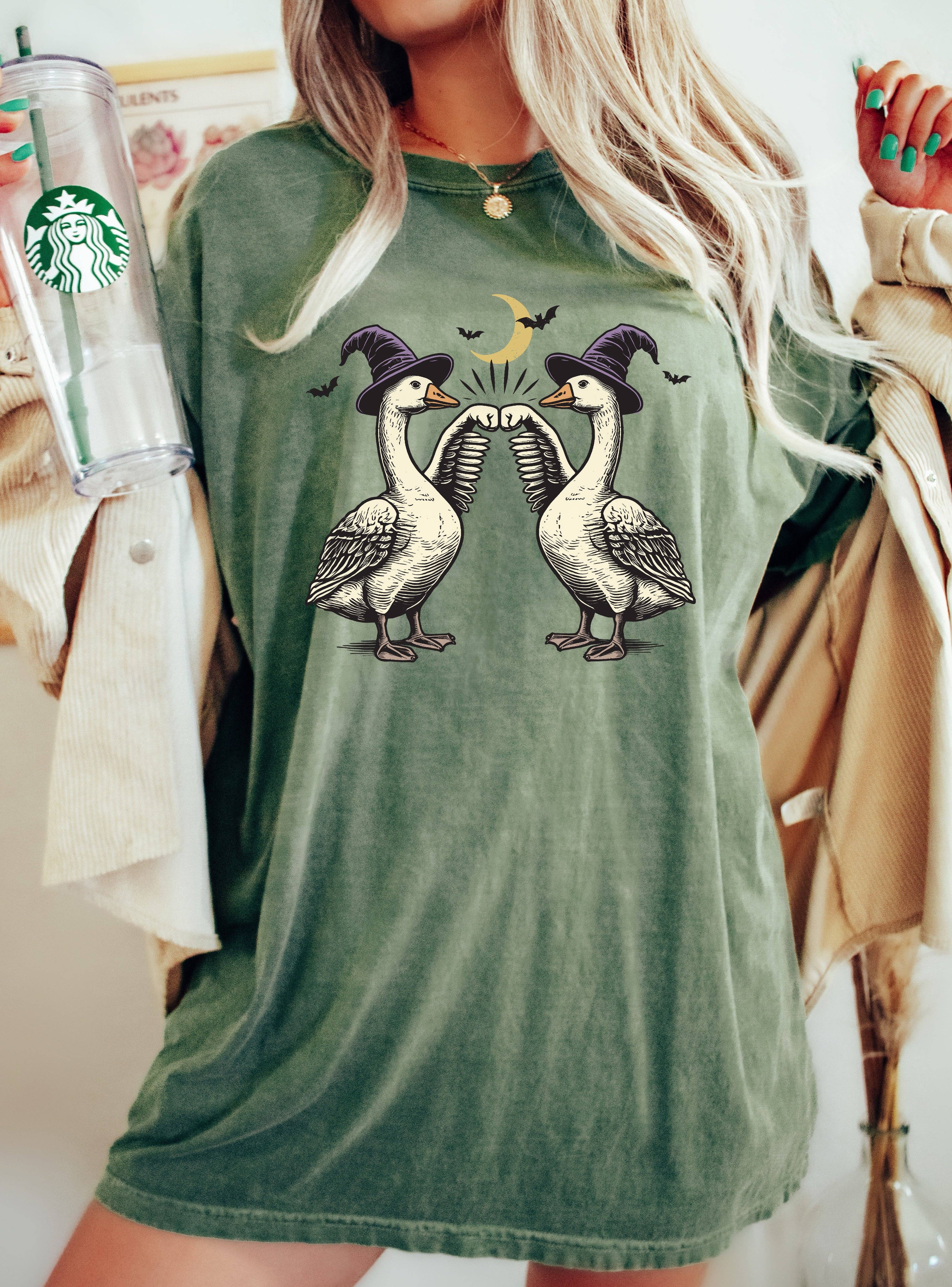 Geese, Duck, Vintage, Ghost, Western Halloween Tshirt Hoodie, Sweatshirt | PodTeesHub.com