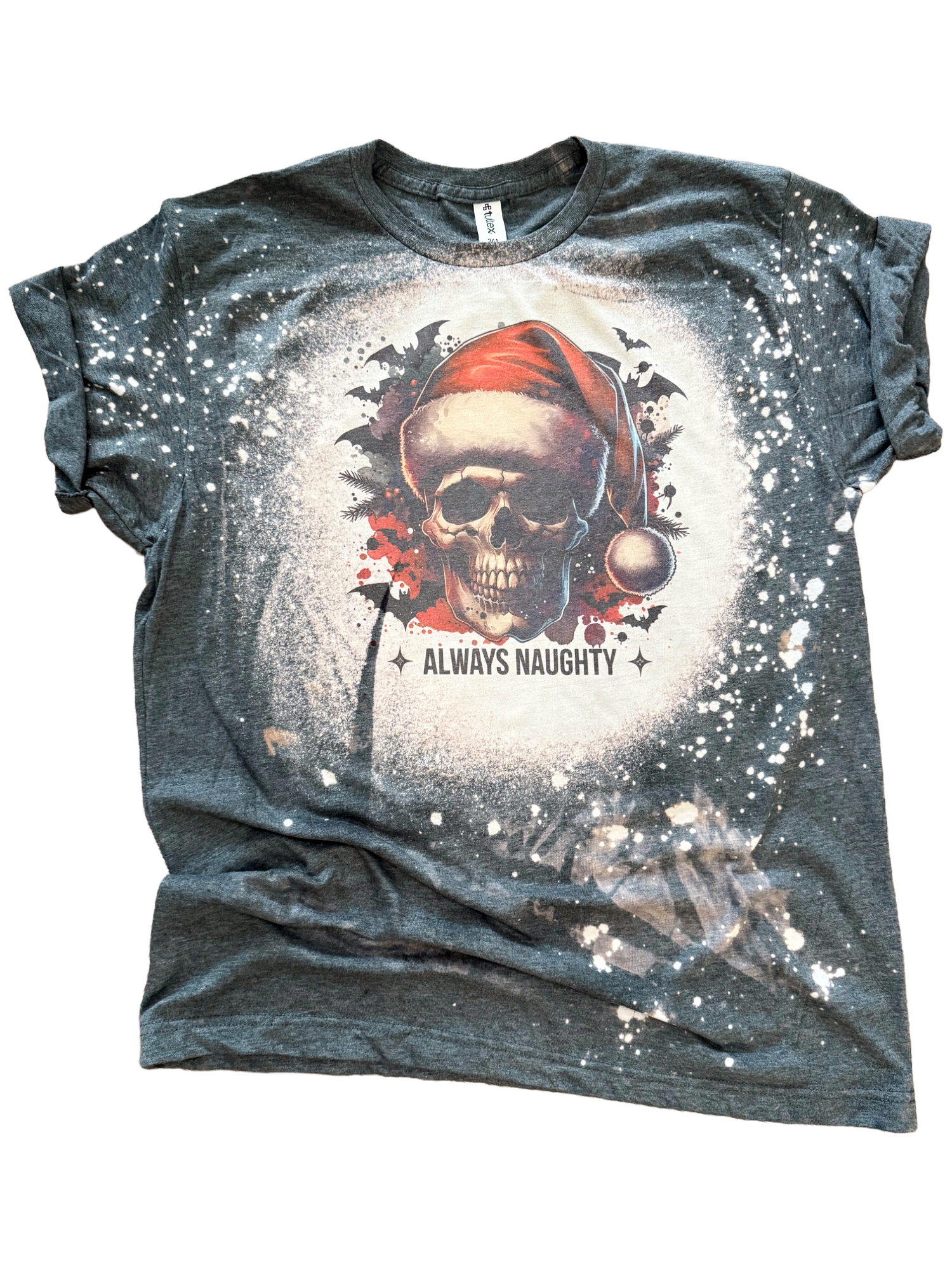 Always Naughty Gothic Christmas Bleached Tee Hoodie, Sweatshirt | PodTeesHub.com