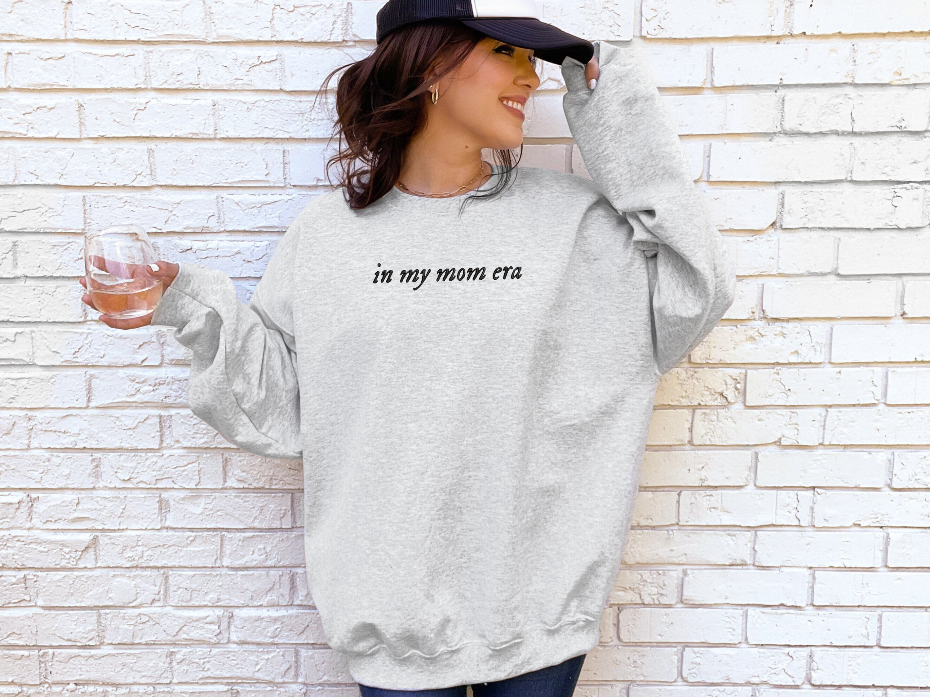 In My Mom Era, Embroidered, Mother's Day Gift, Mom Shirt Hoodie, Sweatshirt | PodTeesHub.com