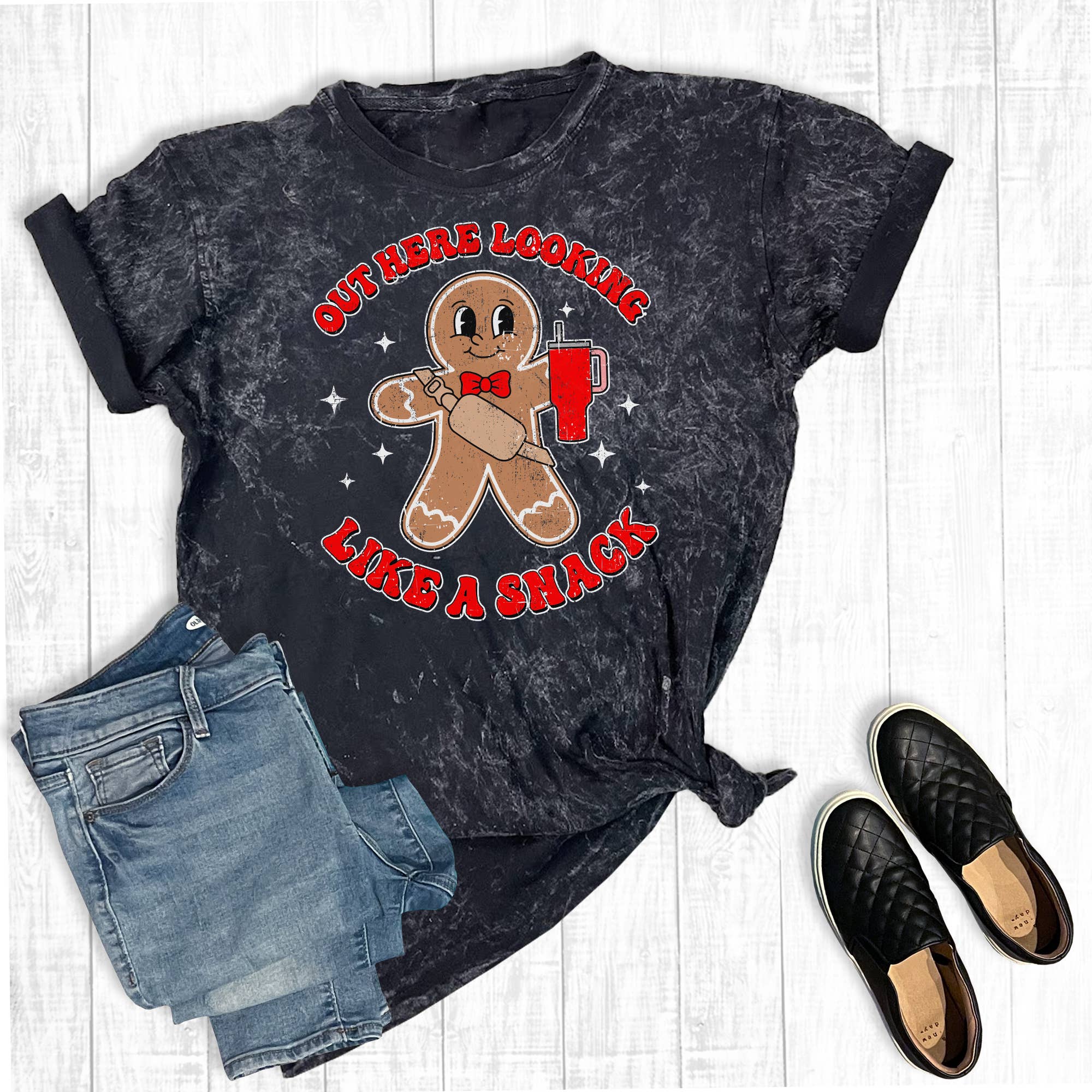 Christmas Out Here Looking Like A Snack Mineral Wash Tee Hoodie, Sweatshirt | PodTeesHub.com