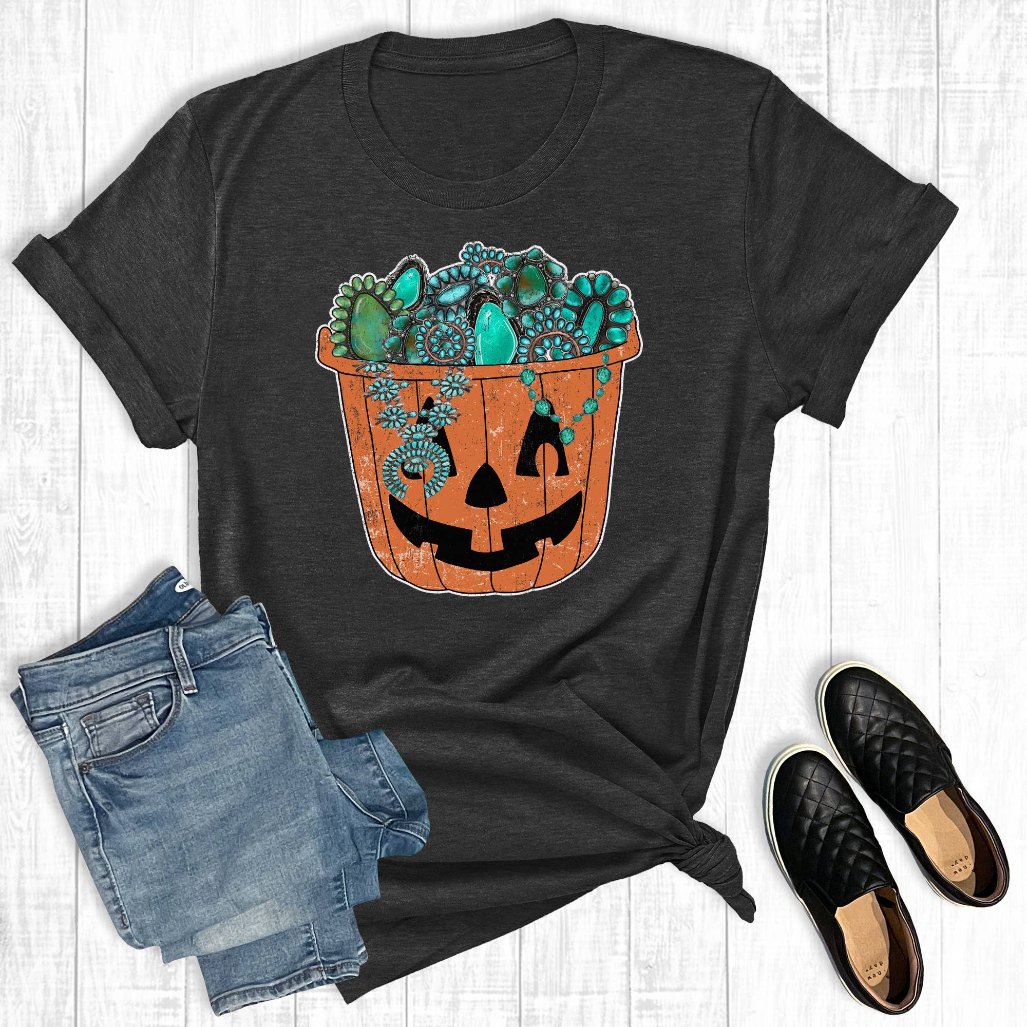 Western Turquoise Pumpkin Bucket Graphic Tee Hoodie, Sweatshirt | PodTeesHub.com