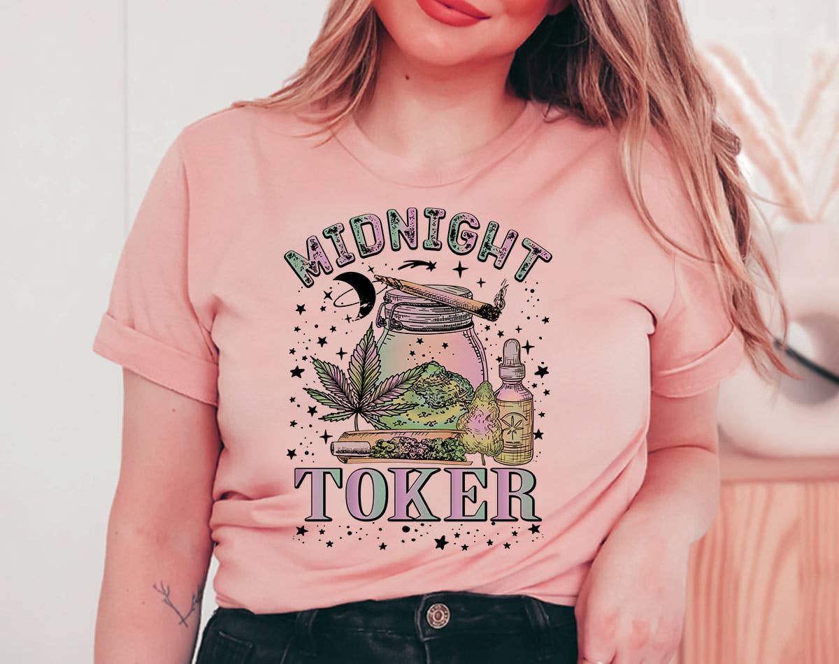 Midnight Toker Hippie -  Funny Hemp Weed Graphic Shirt Hoodie, Sweatshirt | PodTeesHub.com