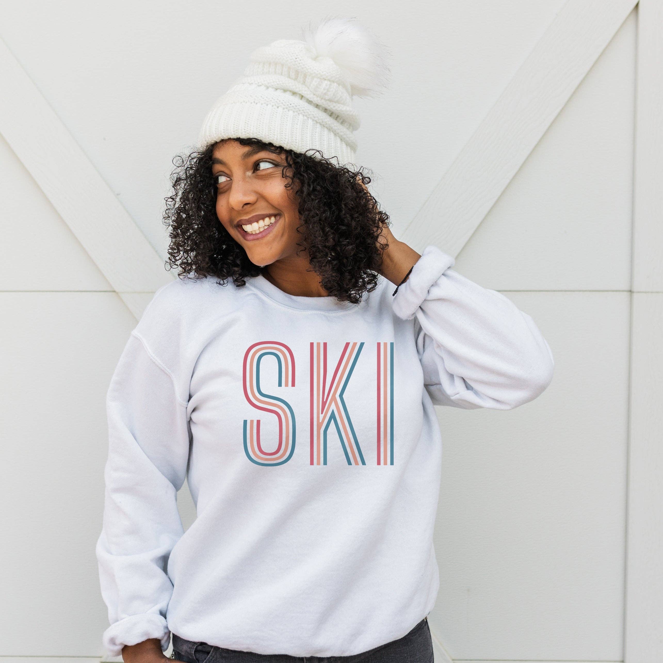 Ski Crewneck Sweatshirt | White or Black T-Shirts, Hoodie | PodTeesHub.com
